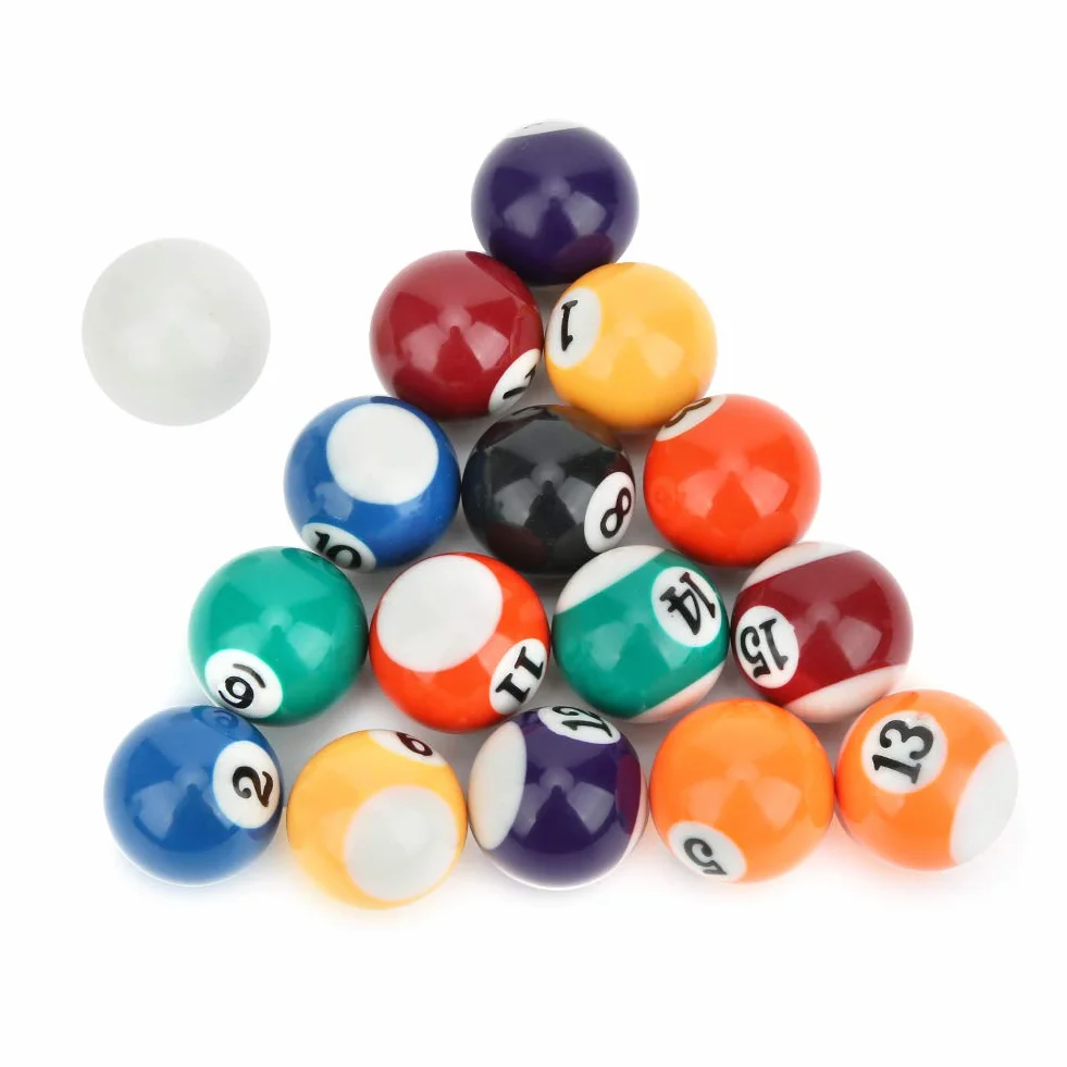 Zerodis Boule De Billard, Boule De Billard en Résine, 16 Pièces, 32 Mm, 15 Pièces Boule Numérotée Et 1 Pièce Boule Blanche pour Salle De Jeu, Sport, Jeux Récréatifs