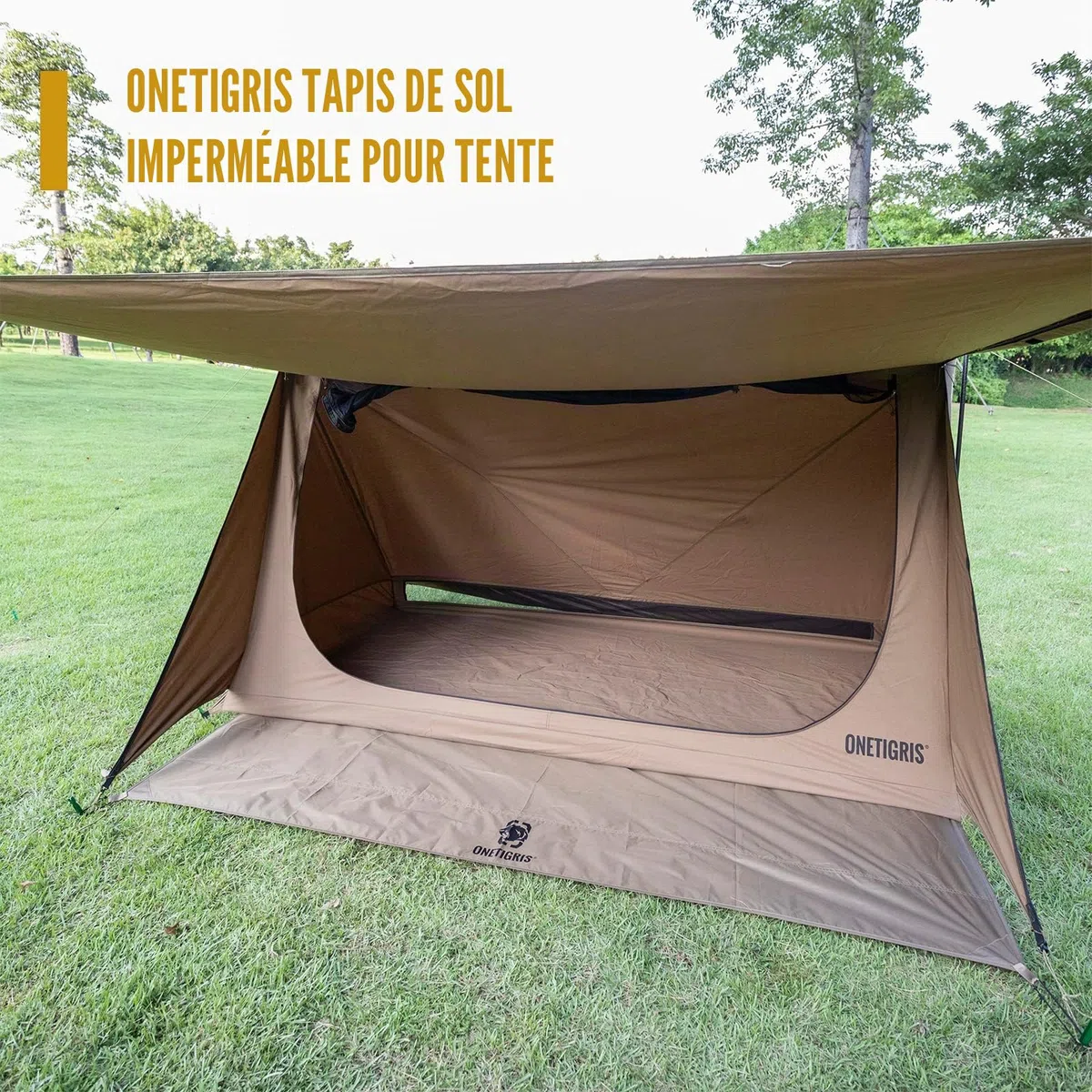 OneTigris Bâche de tente de camping - Multi-usages - Imperméable - Avec sac de transport - Pour camping, randonnée et pique-nique