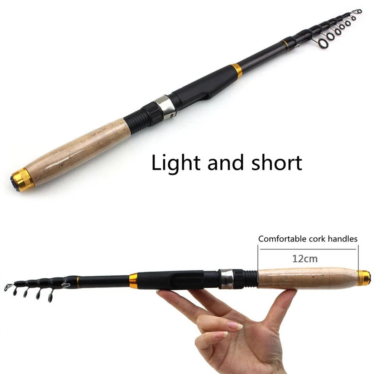 Modèle YG020 1.8 m-3.6 m Canne à pêche télescopique Multifonction poignée en liège Carpe en Fiber de Carbone Tige de Filature Portable pôle de Voyage matériel de Poisson(3.6)