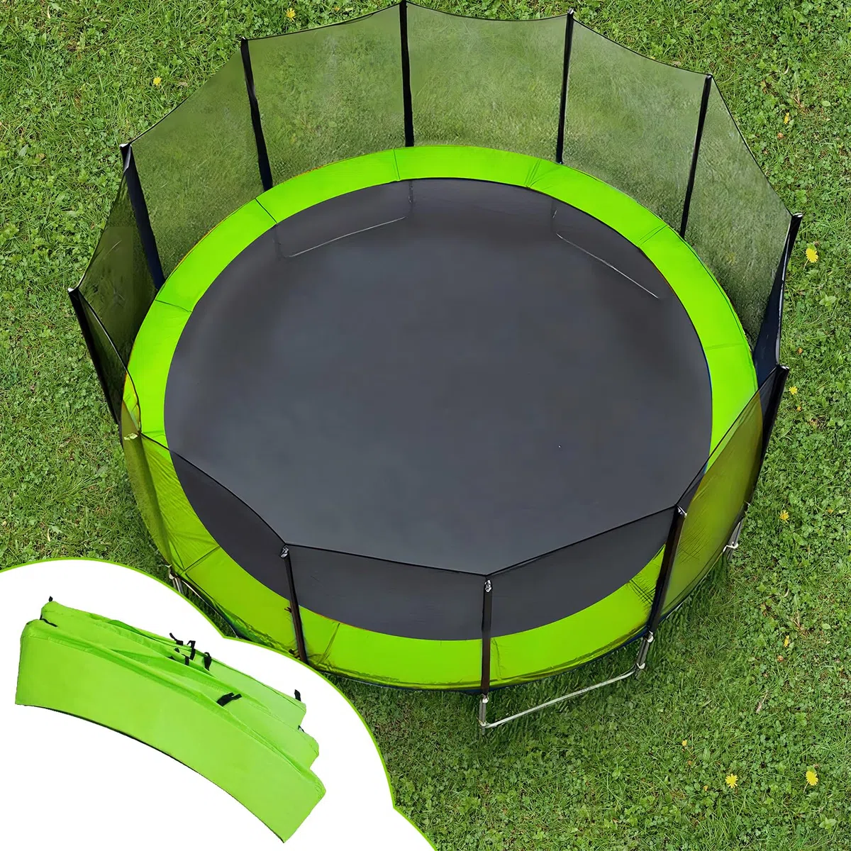 Housse de protection pour trampoline - Diamètre : 305 - 366 cm - Protection des ressorts - Protection des bords - Accessoire de trampoline