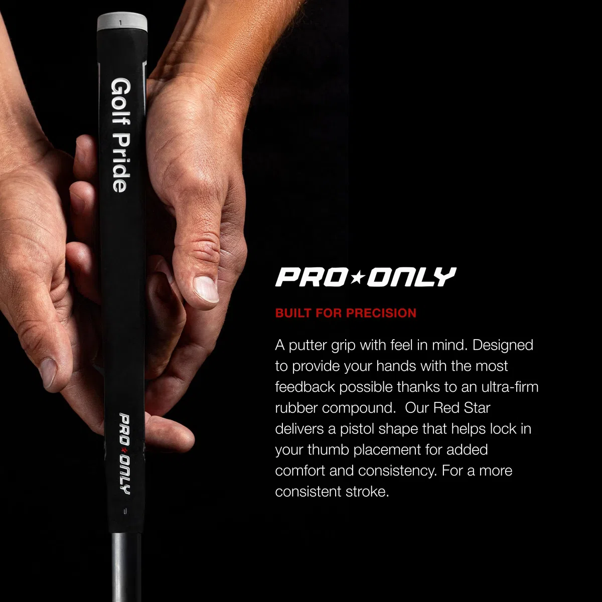 Golf Pride Grip pour putter Pro Only Red Star 72 cc - Noir