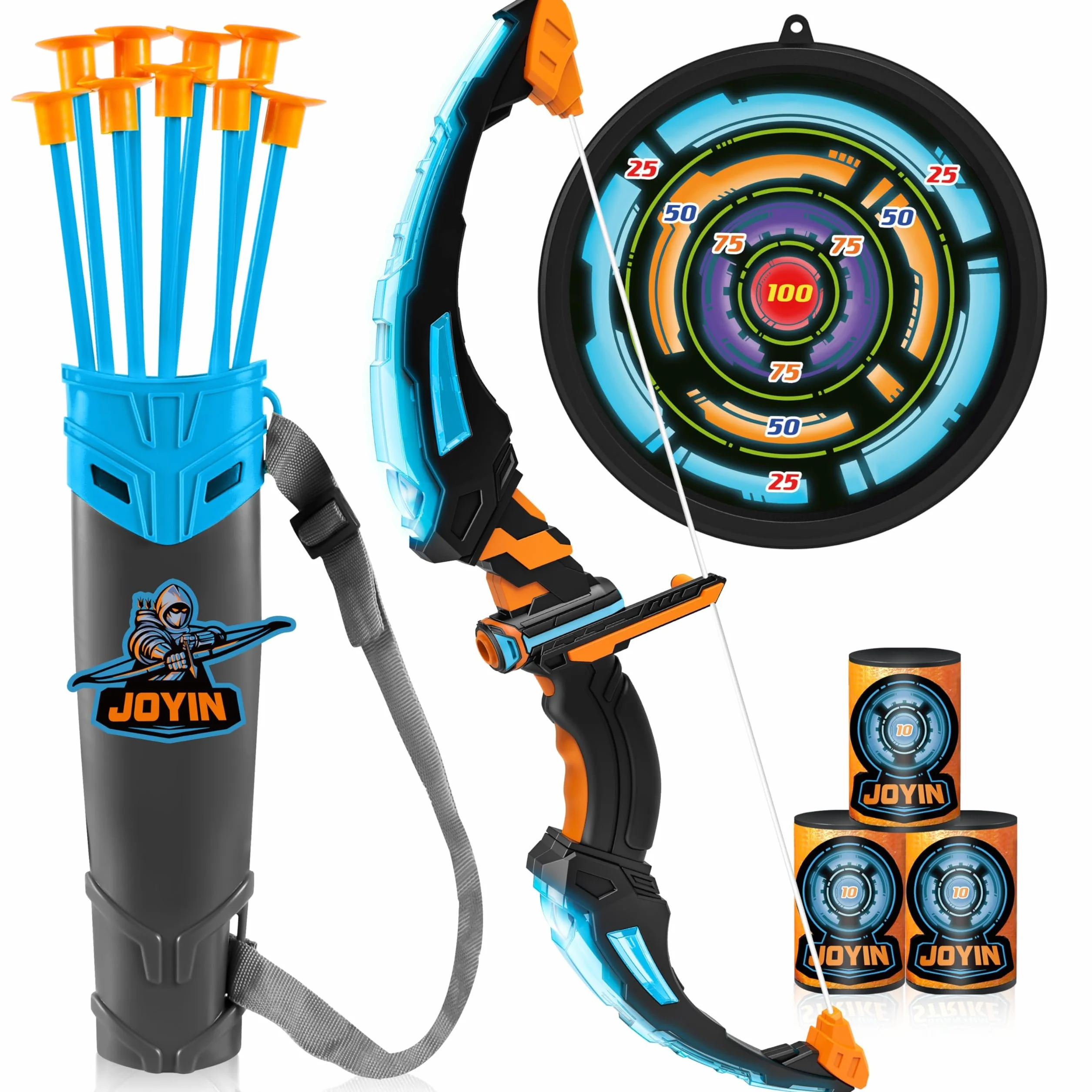 JOYIN Ensemble de Jouets de tir à l'arc avec Arc et flèche avec lumières LED Clignotantes pour Enfants, Ensemble de Jeu de tir à l'arc Lumineux avec Arc Lumineux