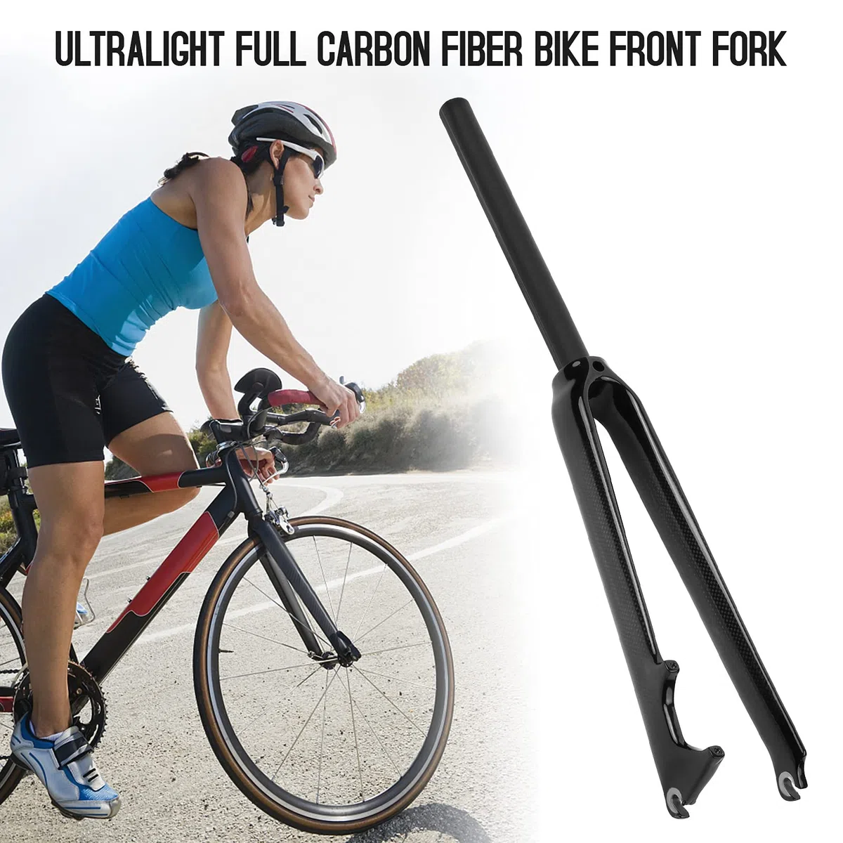 Fourche de vélo ultra résistante en fibre de carbone 700C Fourche de vélo de route 28,6 mm