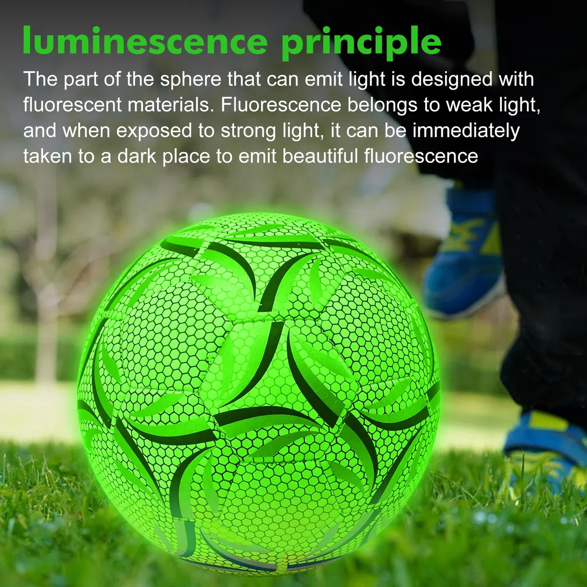 Ballon De Football Lumineux, Ballon De Football Réfléchissant,Taille 5, Ballon De Football En Fluorescence Avec Pompe,Sac De Rangement,Aiguilles De Gonflage,Sac En Filet Pour Entraînement,Jeux De Nuit