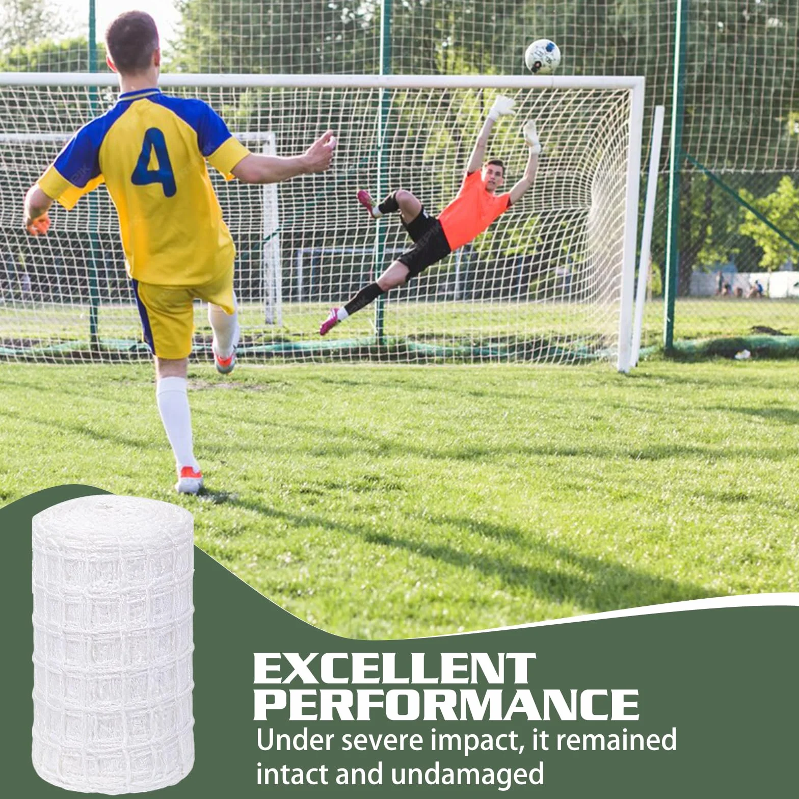 Filet de But de Football 3 x 2 m, Filet de Remplacement pour Cage de Foot, Filets Football Polypropylène Résistant pour Entraînement et Match, Filets de But Durable pour Jardin et Terrain