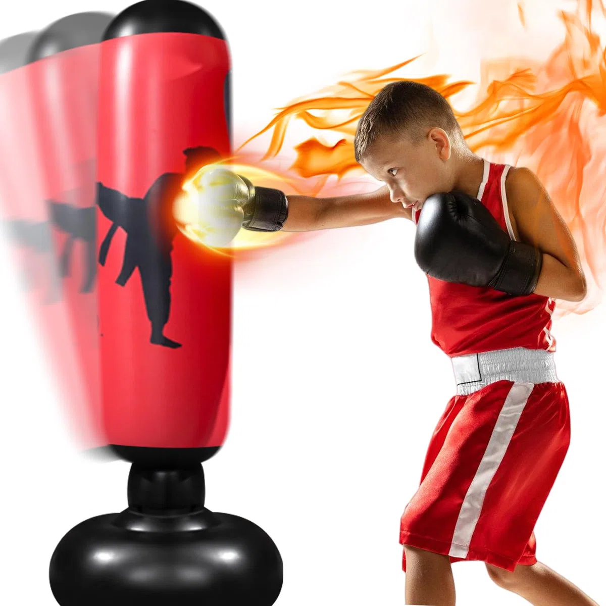 Sac de Frappe Enfant, Punching Ball Enfants, Sac de Boxe Gonflable pour Enfants, Fitness de Boxe Target Sac, Cadeau pour GarçOns et Les Filles 5 à 12 Ans, pour la Pratique du Karate Taekwondo