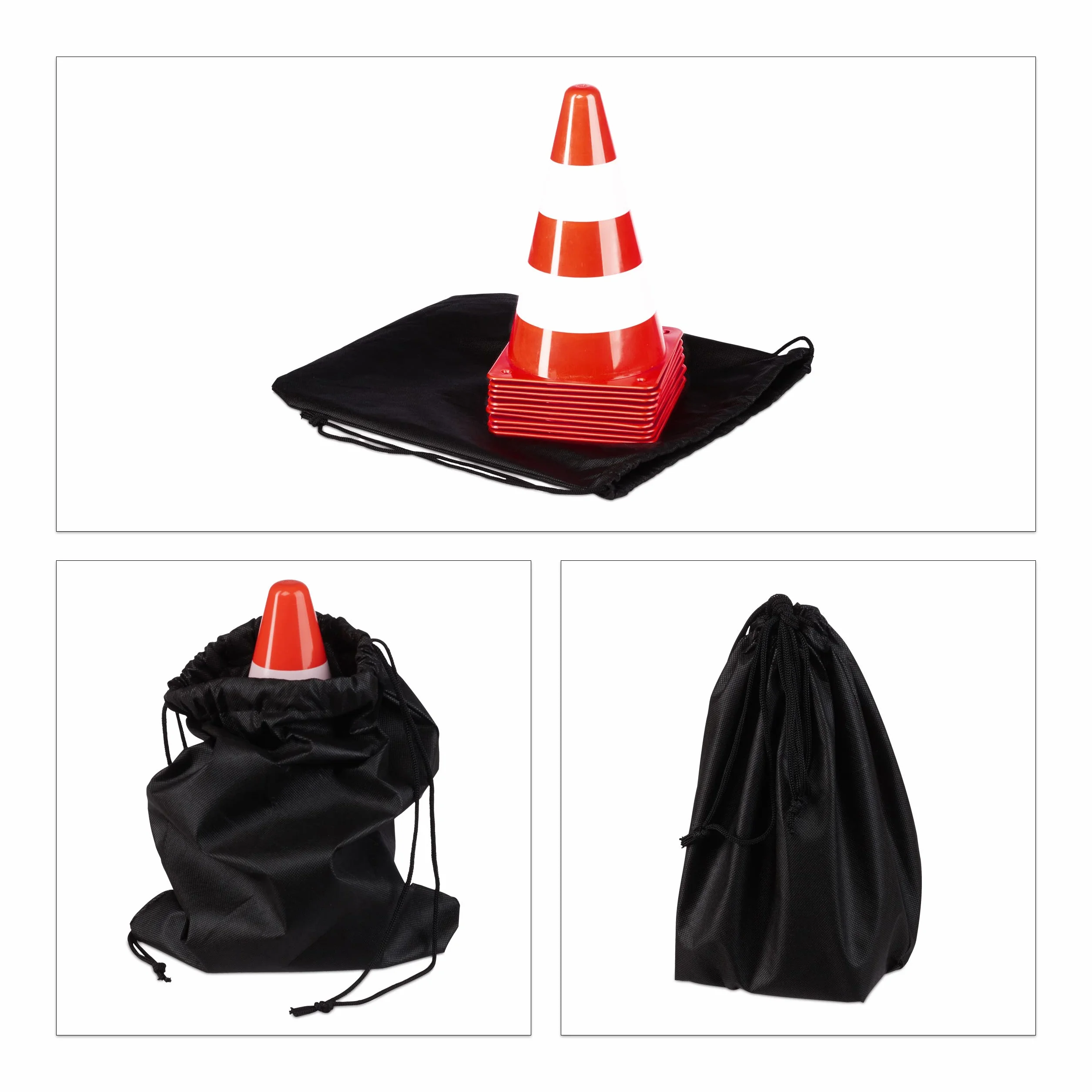 Relaxdays Cônes de travaux, lot 14, Football, Dressage Chien, plots Chantier 23 cm, Circulation, réfléchissants, Orange