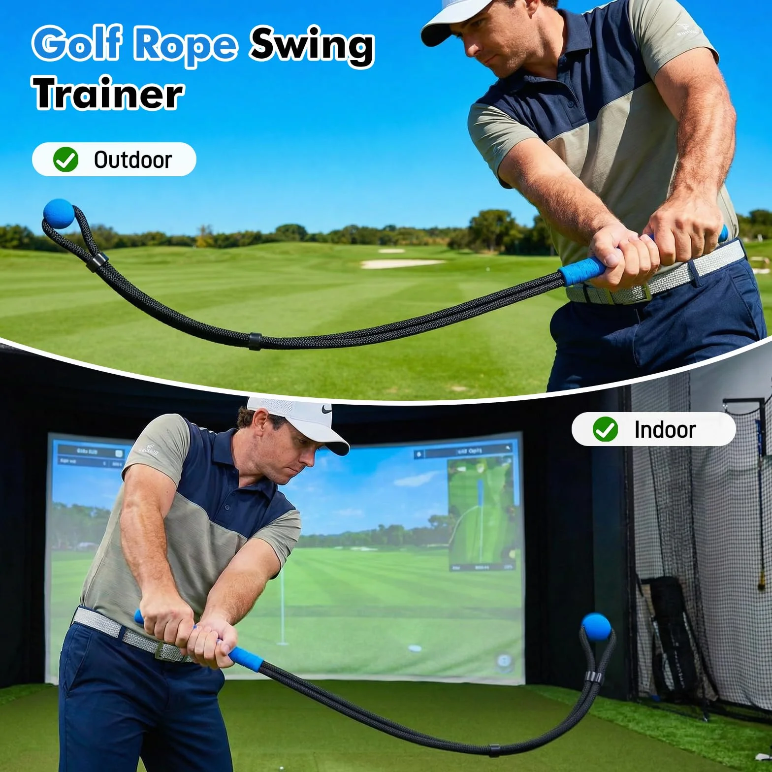 Starvortex Entraîneur de Swing de Corde de Golf, Améliore la Vitesse de Swing et Golfeurs Contrôle Force, Professionnel Aide à l'Entraînement Swing Corde de Golf avec Sac de Rangement