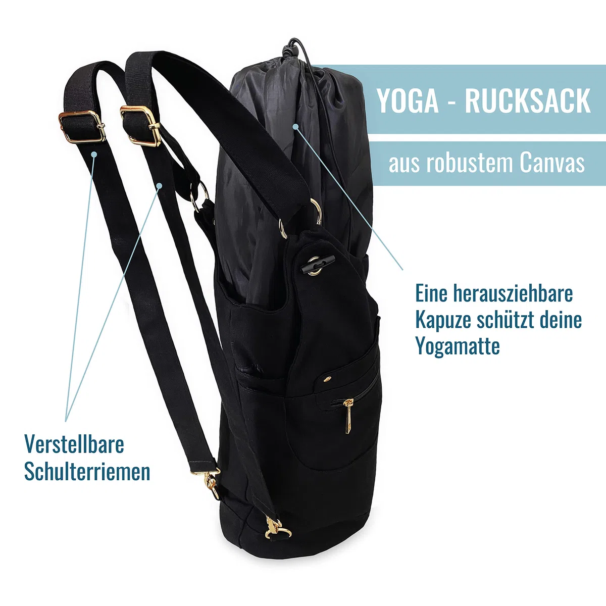 UP GREAT Sac à Dos XXL pour Tapis et Accessoires de Yoga en Toile de Coton - Cadeau d'Anniversaire