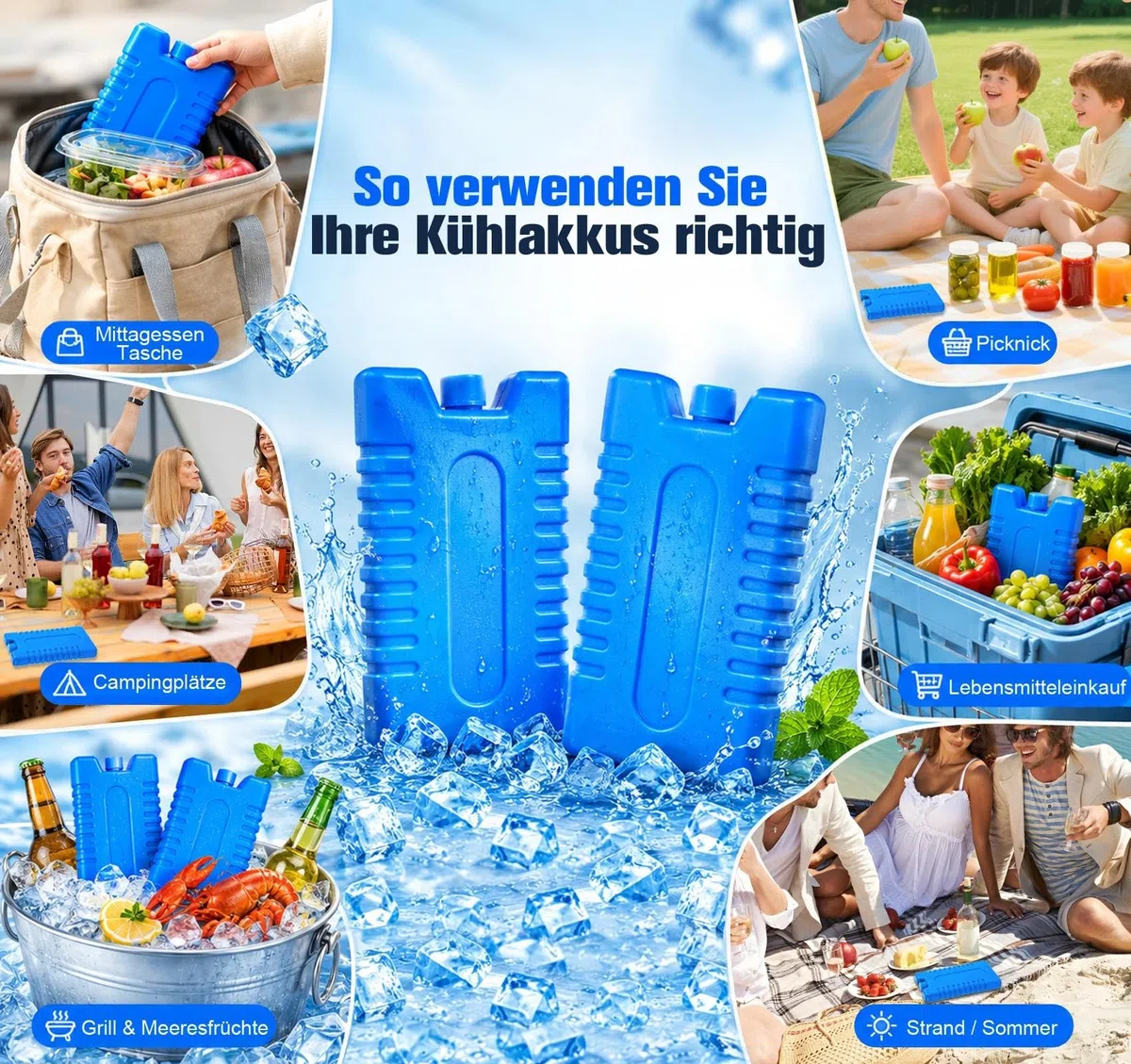 Homewit Big Packs de Glace - Éléments de Refroidissement pour glacière et Sac Isotherme - Accumulateurs de Froid pour la Maison et Les Loisirs