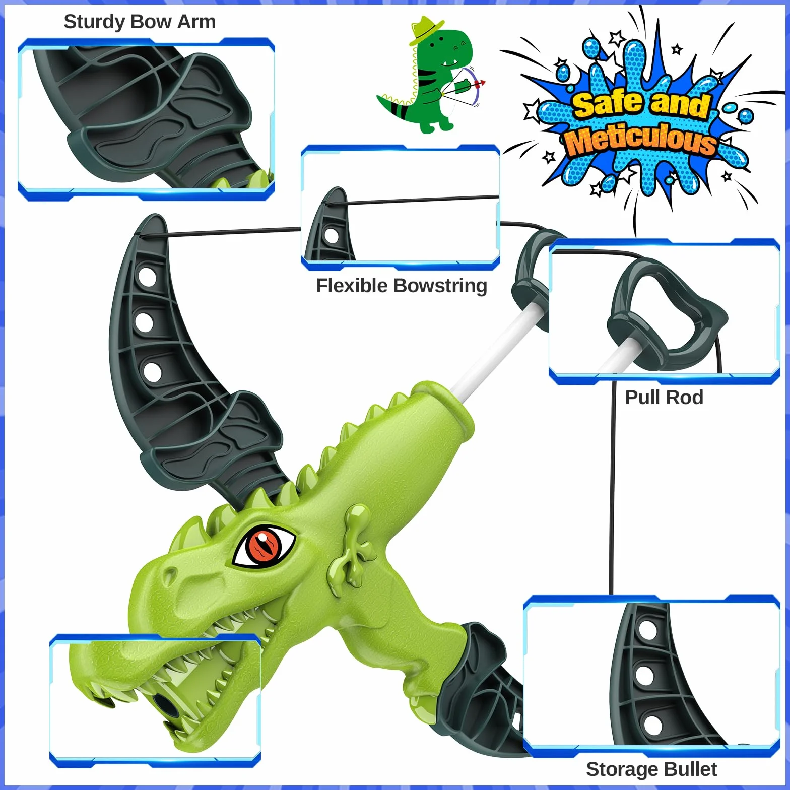 Toyzey Jouet Enfant 3-12 Ans Arc et Flèche pour Enfants Jeux Exterieur Cadeaux Garçon Fille 3-12 Ans Dinosaure Jouets de Tir à l'arc pour Enfants