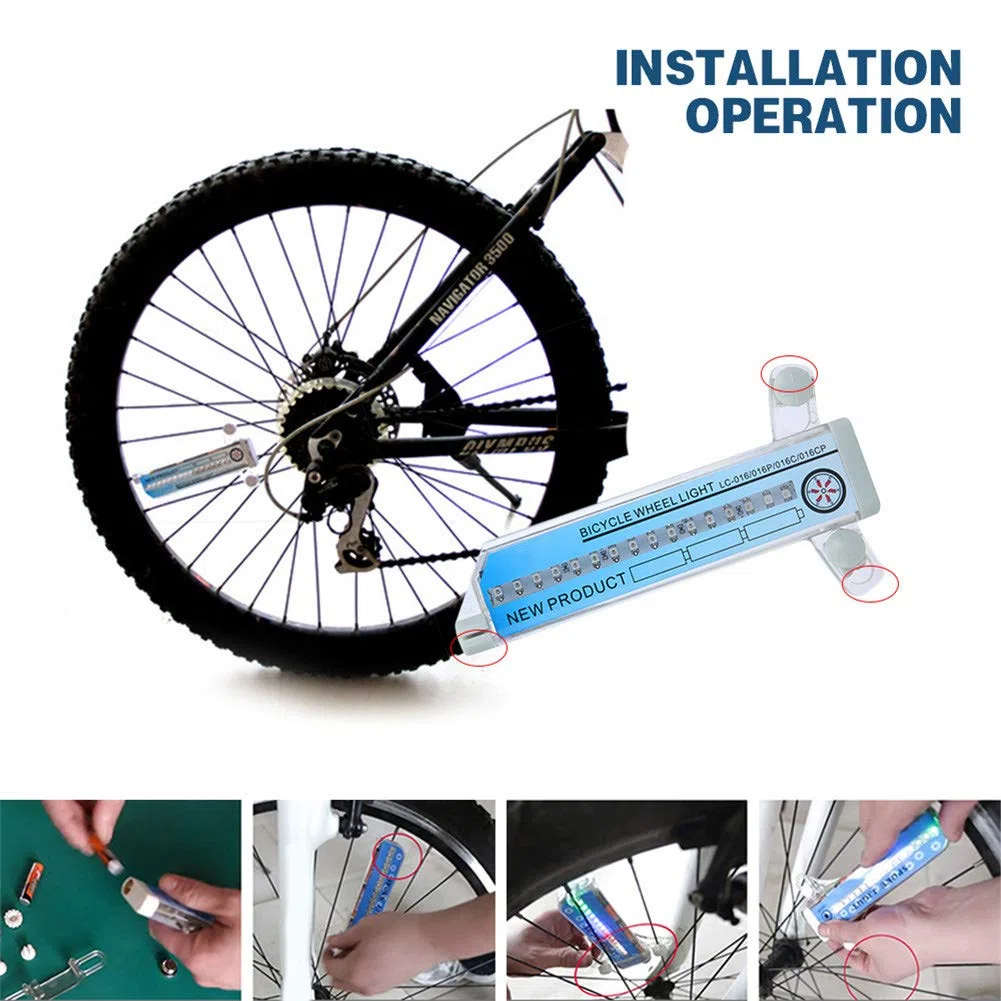 Lumières LED pour rayons de vélo - Étanche - 32 LED RVB - Avec 32 modes de changement - Accessoire pour VTT