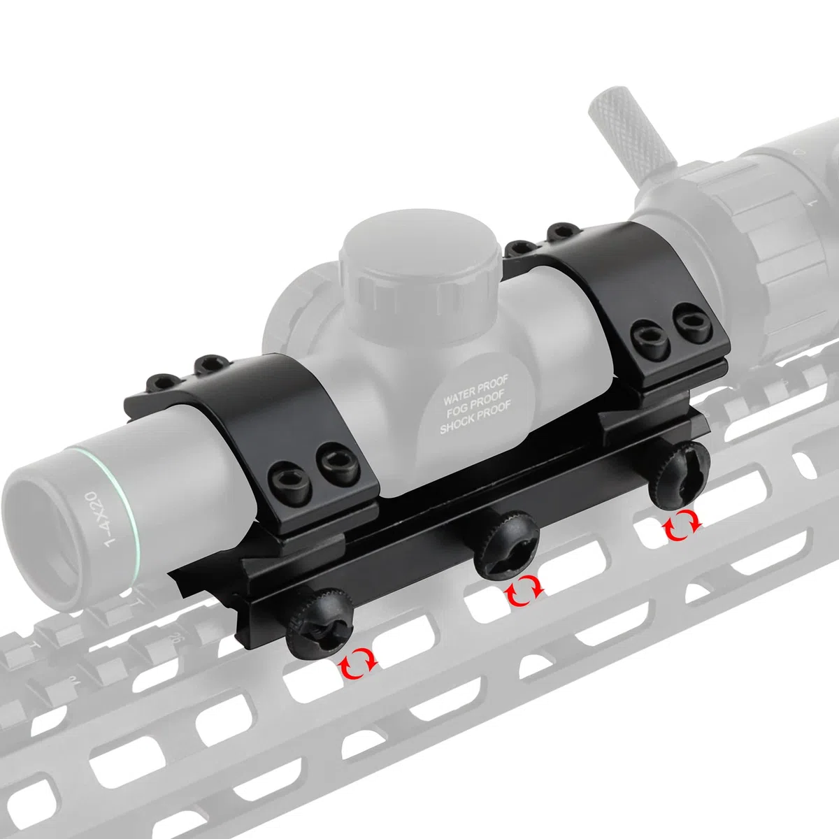 Profile Bas Anneaux Scope - 25.4mm Airsoft Anneaux de Montage Adaptateur en Forme 20mm Weaver/Picatinny Rail Mount