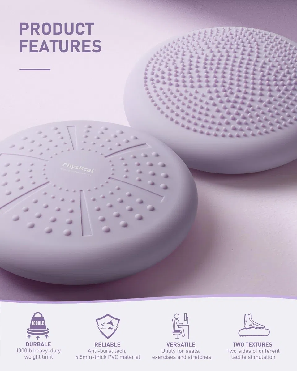 PhysKcal Coussin d'équilibre- Coussins de stabilité pour la kinésithérapie et Le Fitness, Assise Flexible, Coussin sensoriel favoriser la Concentration