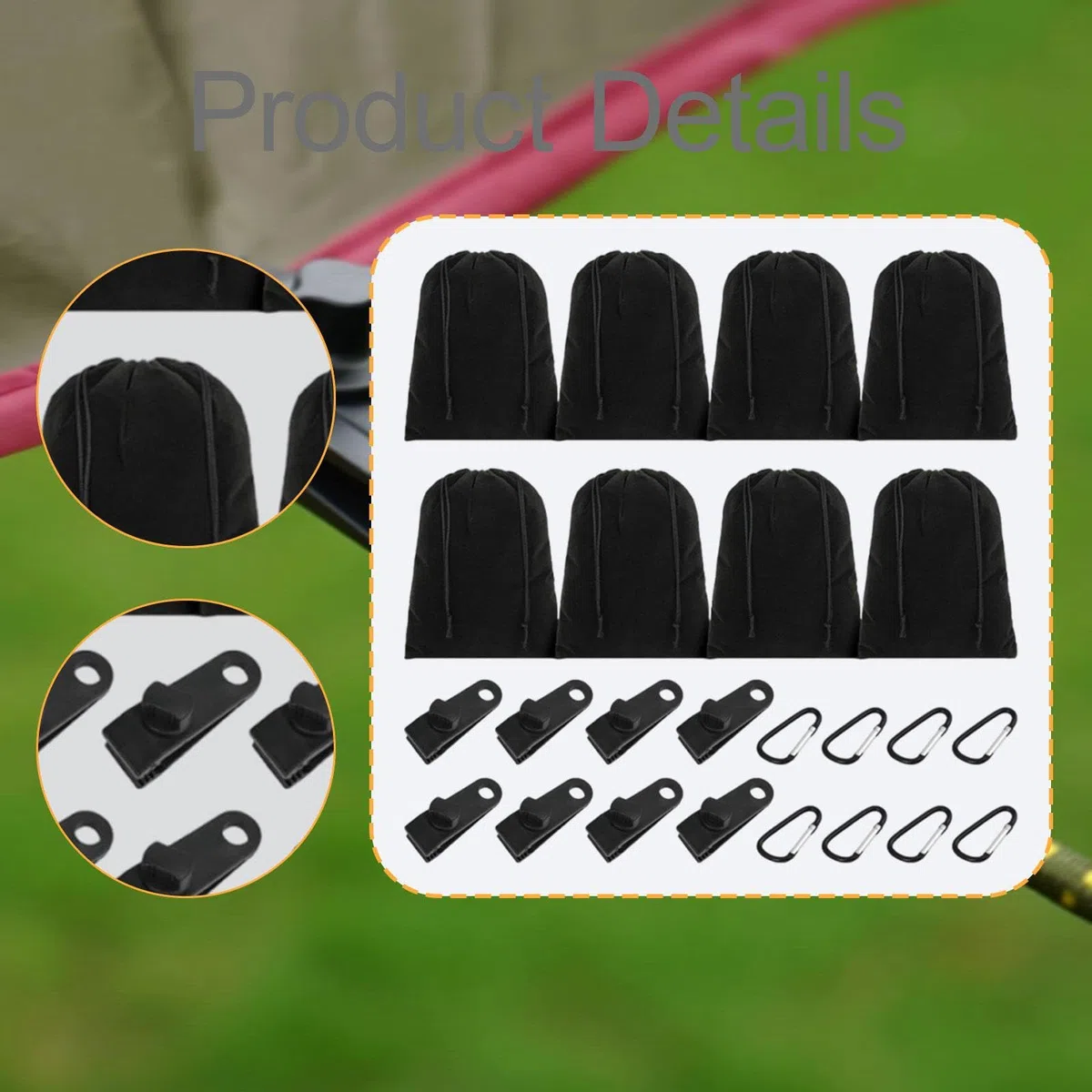 Lot de 8 Sacs de Sable lestés vides, avec Clips pour Fixation de tonnelle de Jardin