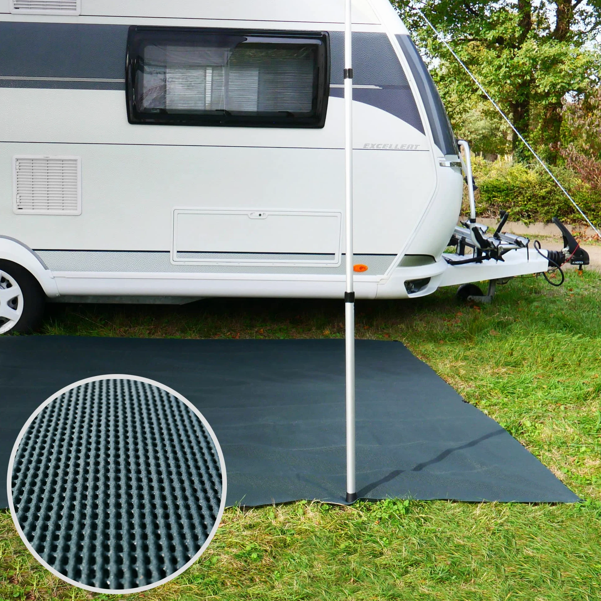 your GEAR Tapis doux d'extérieur - 8 tailles de 200 x 300 à 300 x 600 cm - Tapis d'auvent doux - Tapis de tente - Tapis de camping avec clips, piquets et sac de transport - Découpable - 3 x 6 cm