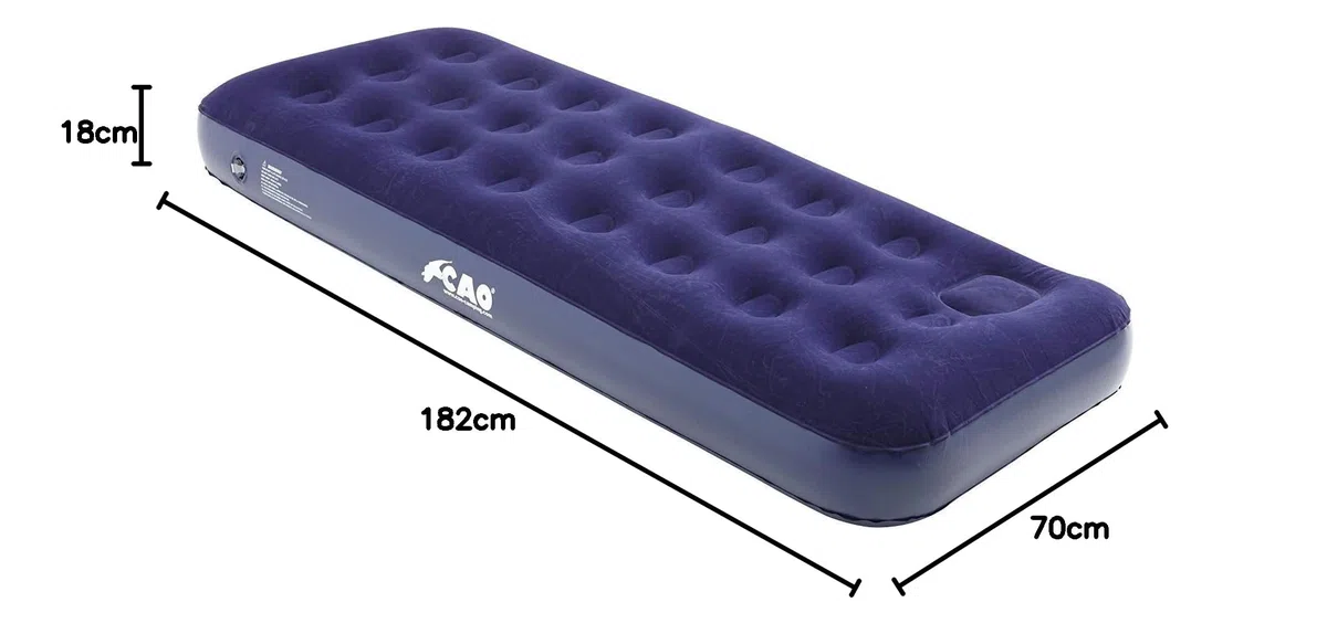 C.A.O. - Matelas floqué avec gonfleur intégré en Coton PVC - Couleur Bleu Marine