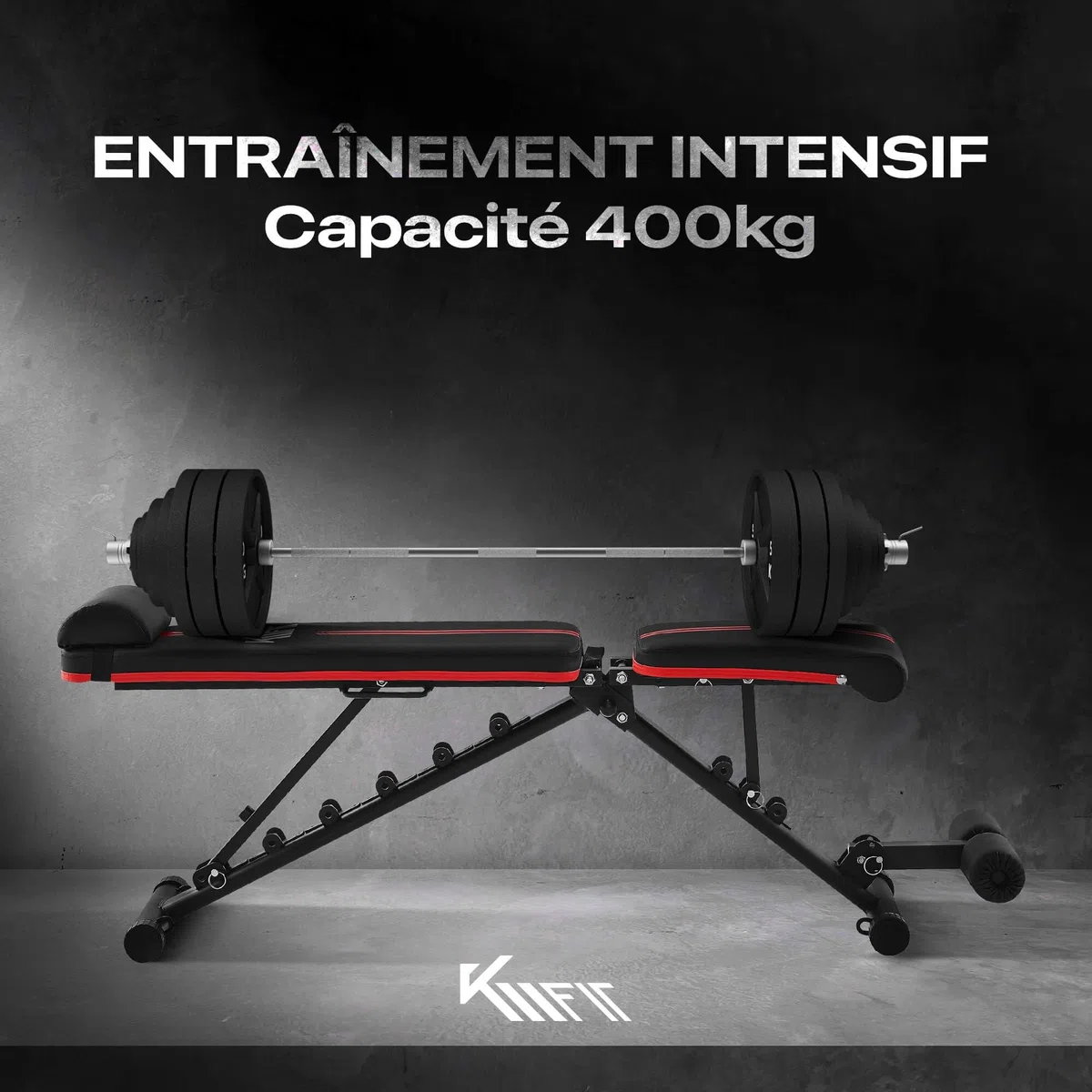 KM-Fit Banc de musculation pliable Multifonction Training Banc de fitness | Dossier réglable en 6 positions | Siège réglable en 3 positions | Surface EVA respirante