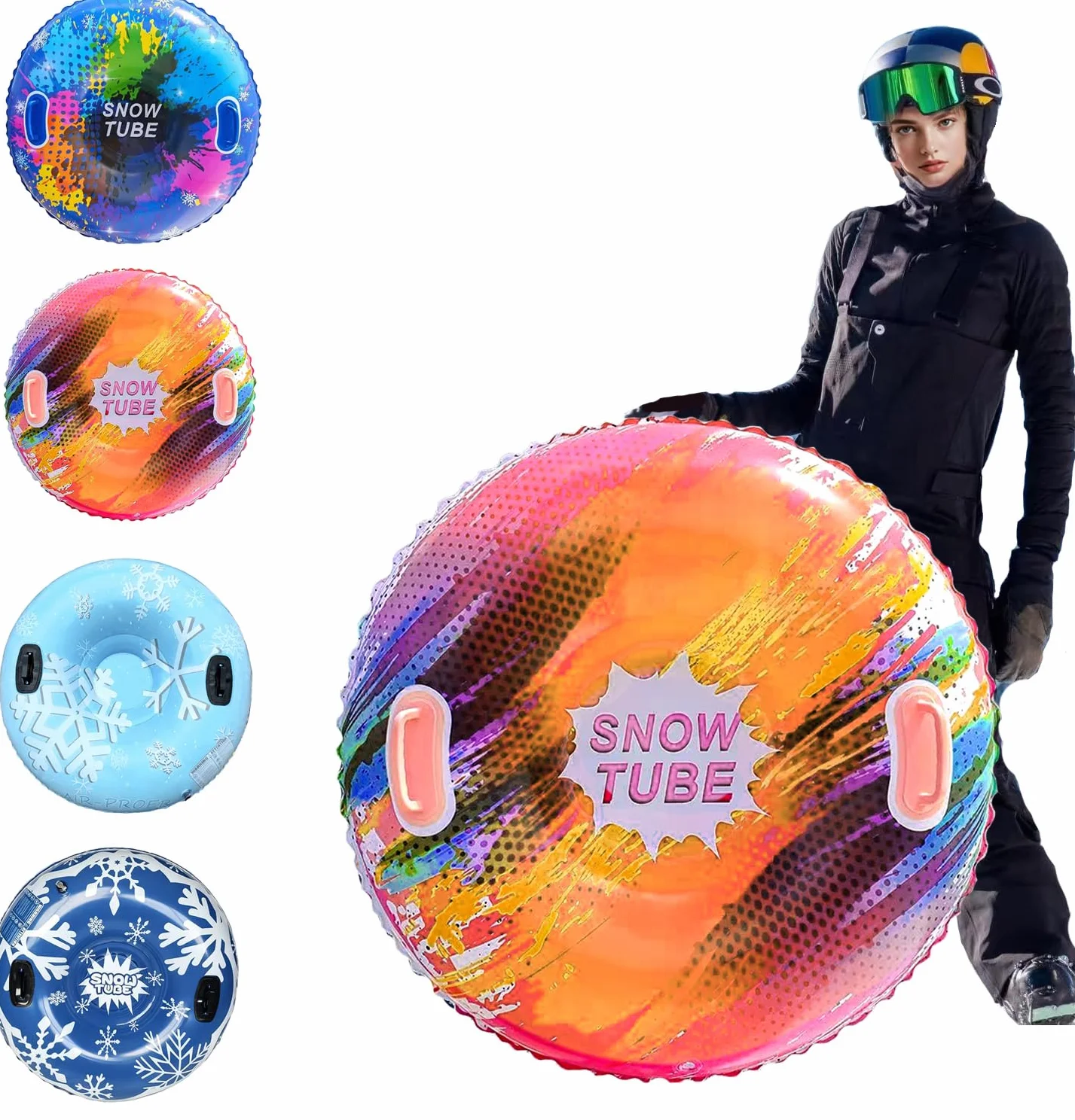 Luge gonflable donut - Jouet à neige gonflable pour adultes - Activité de plein air sur un ski - Pente après le ski ou le snowboard