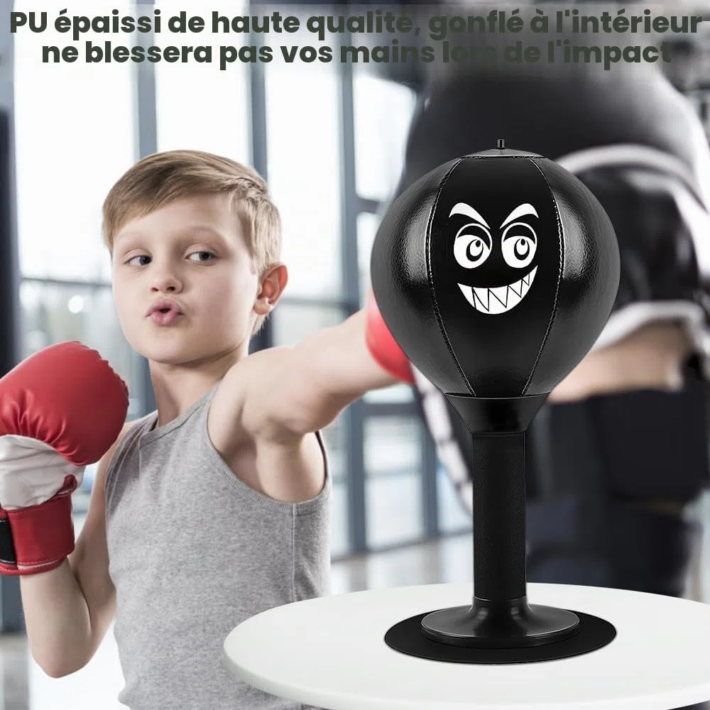 Table de punching ball de bureau avec ventouse - Sac de frappe résistant - Mini sac de frappe pour activité à la maison et au bureau pour soulager le stress
