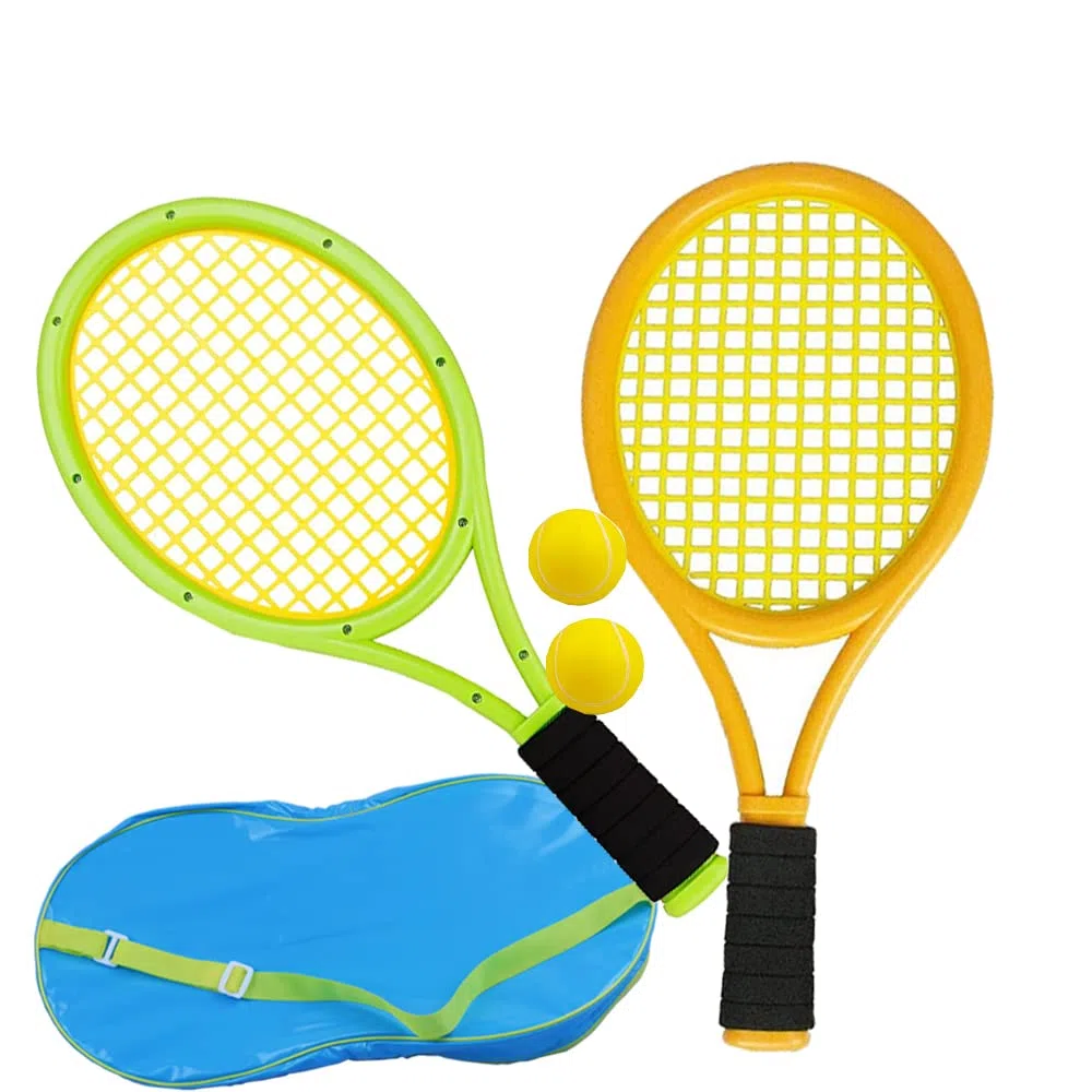 Raquette de Tennis pour Enfants avec Sac 2 Raquettes en Plastique avec 2 balles en Mousse Raquette de Tennis Ensemble Cadeau pour Enfants en Plein air et intérieur Sport intérieur extérieur