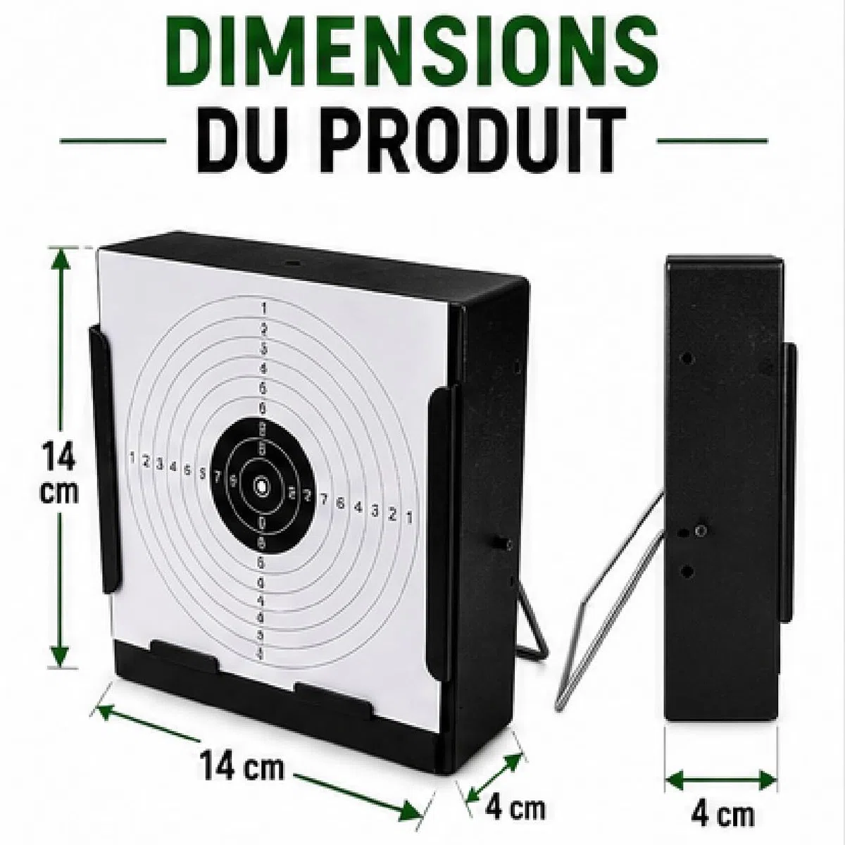 Support cibles - Tragabaline 14 x 14 cm avec 100 cibles offertes - Airsoft, Airgun, pellets, perdigon, matériau en acier, noir - pour accrocher ou sur surface