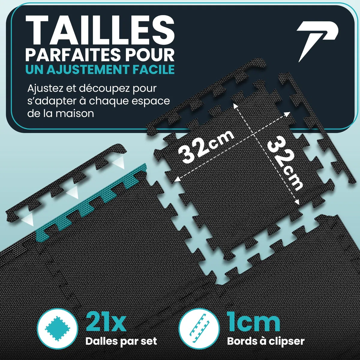 Tapis de Sport【Lot de 21 Tapis Puzzle】 EVA Tapis de Gym Antidérapant – Tapis de Sol a la Maison Gymnastique Fitness - Dalle Mousse Anti Vibration Revetement de Sol – Musculation Tatami Garage Piscine