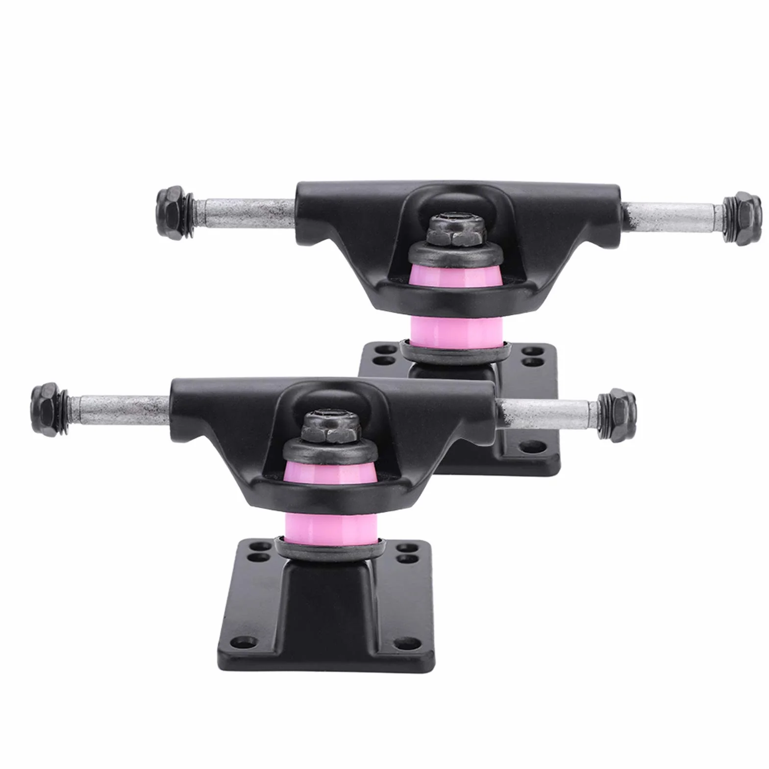 KIMISS 2pcs Skateboard Trucks, Roues ABEC Longboard 3,0 Pouces Skateboard Combo 3,25 Pouces Camions 3,8, Camions Tonnerre, 2 Accessoires Skatebaord (Couleur Aléatoire du Coussinet en PU)