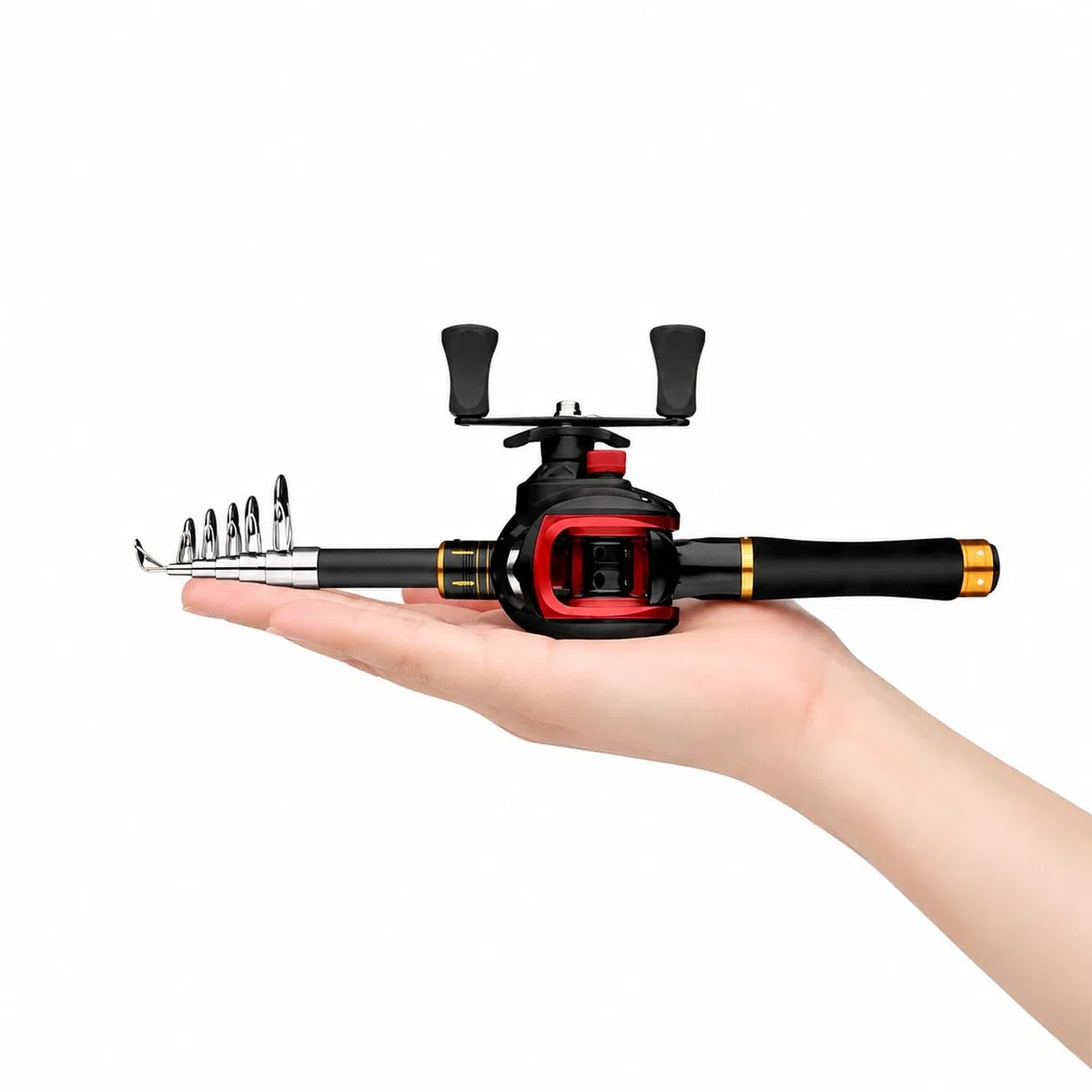 Kit Canne à Pêche 1,6m en Carbone, Moulinet et Accessoires Complets pour Carnassiers, Ruisseau