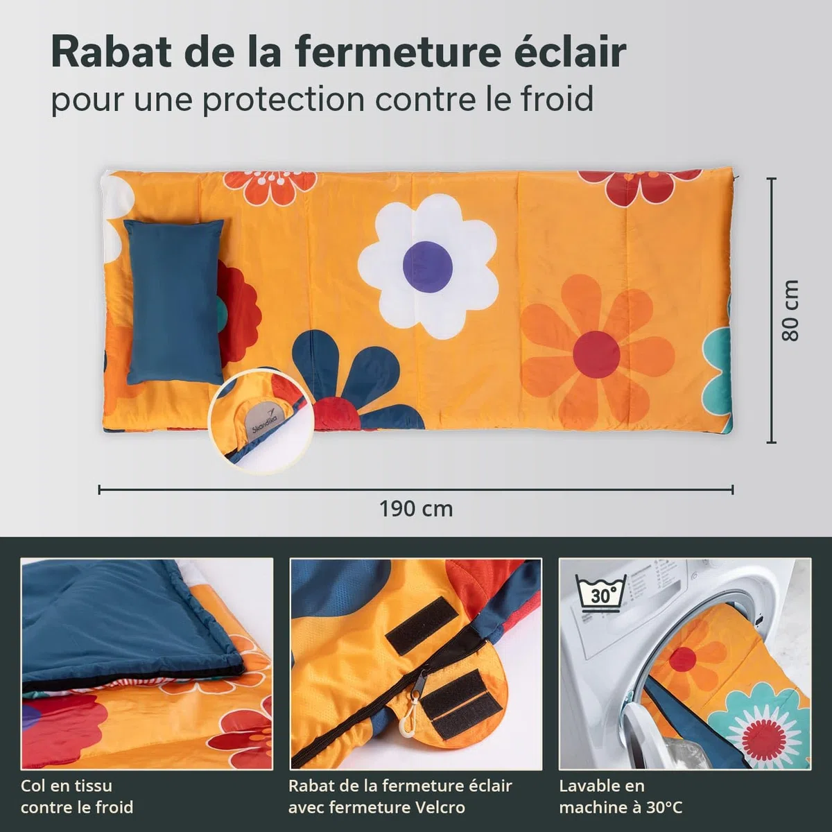 Skandika Sac de Couchage Sovro | Sac de Couchage rectangulaire pour Adultes, 3 Saisons, utilisable comme Sac de Couchage Double, Sacs de Couchage de Camping avec Oreiller