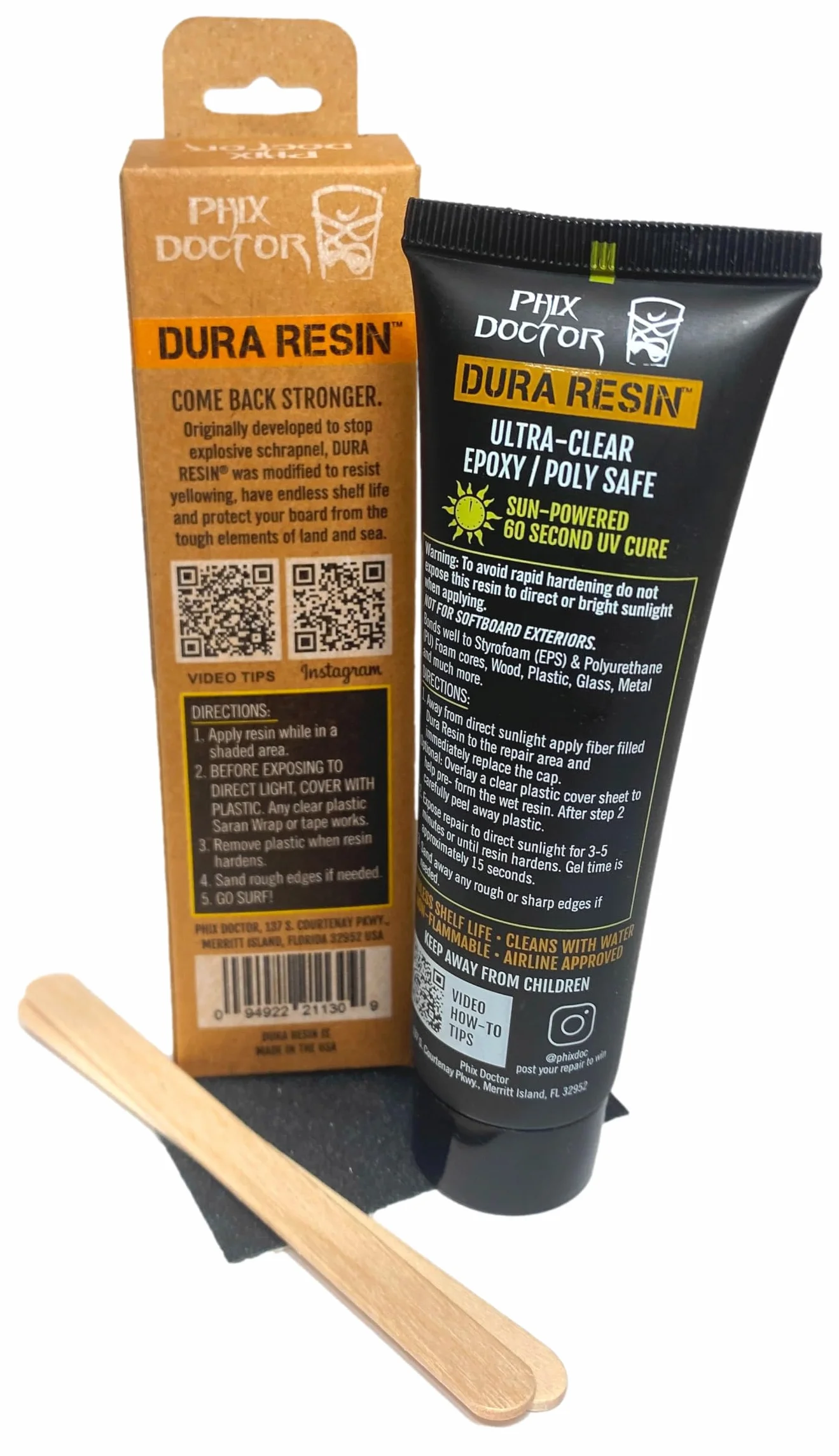 Phix Doctor 2016 Dura Rez Sunpowered Fibre Filled Surfboard Repair Solution 2,25 oz PHD009