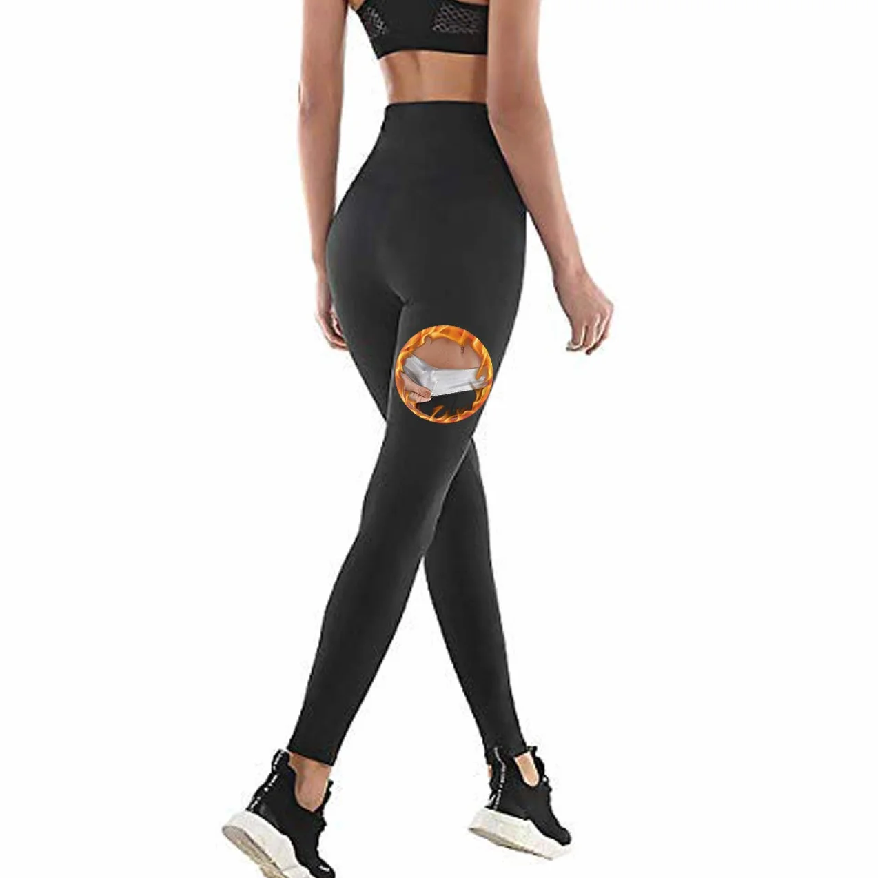 Pantalon de Sudation Femmes, Legging de Sport à Taille Haute en Nano-Matériaux pour Accélérer Transpiration, Obtenir Ventre Plat Anti Cellulite, Idéal pour Minceur Fitness Jogging Yoga