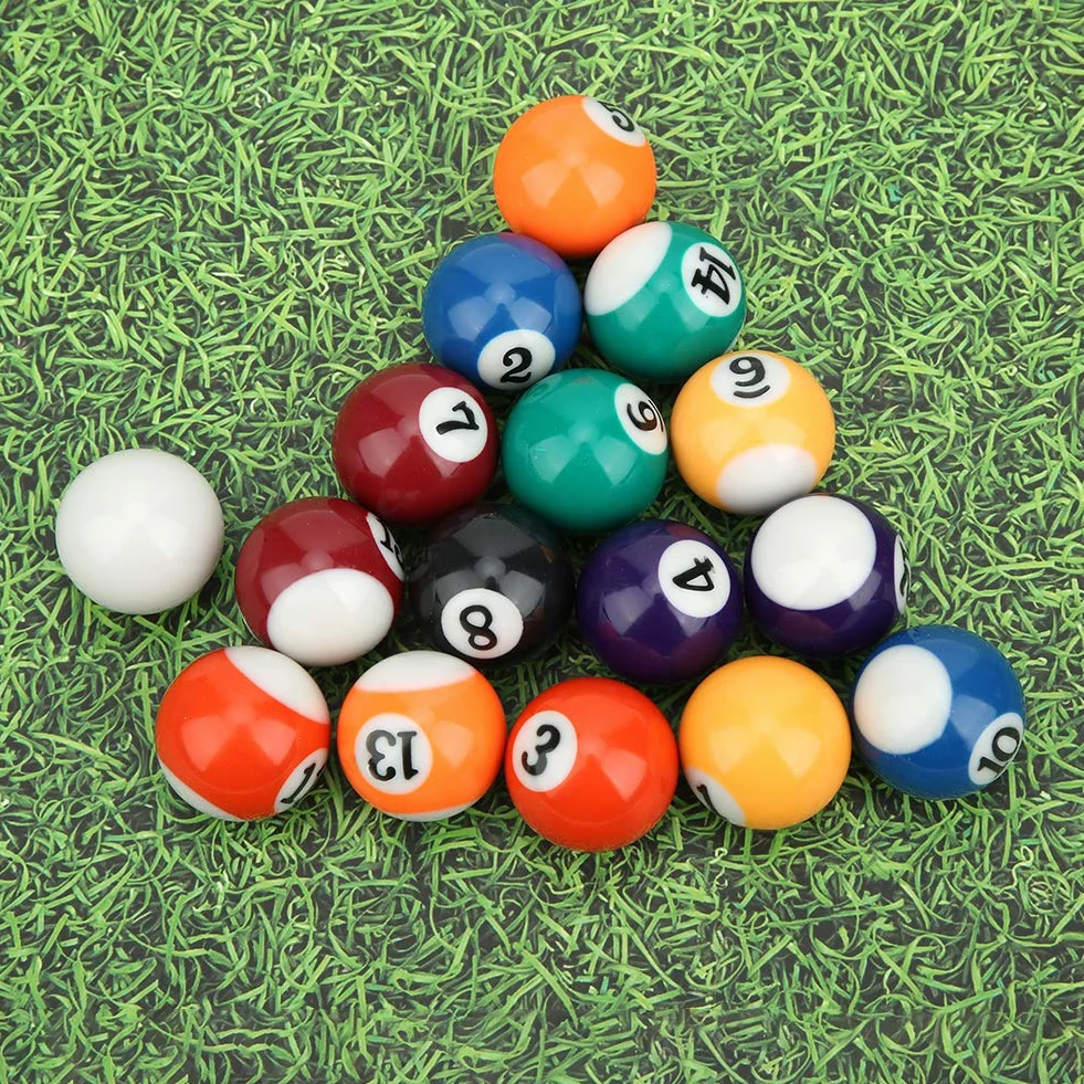 Zerodis Boule De Billard, Boule De Billard en Résine, 16 Pièces, 32 Mm, 15 Pièces Boule Numérotée Et 1 Pièce Boule Blanche pour Salle De Jeu, Sport, Jeux Récréatifs