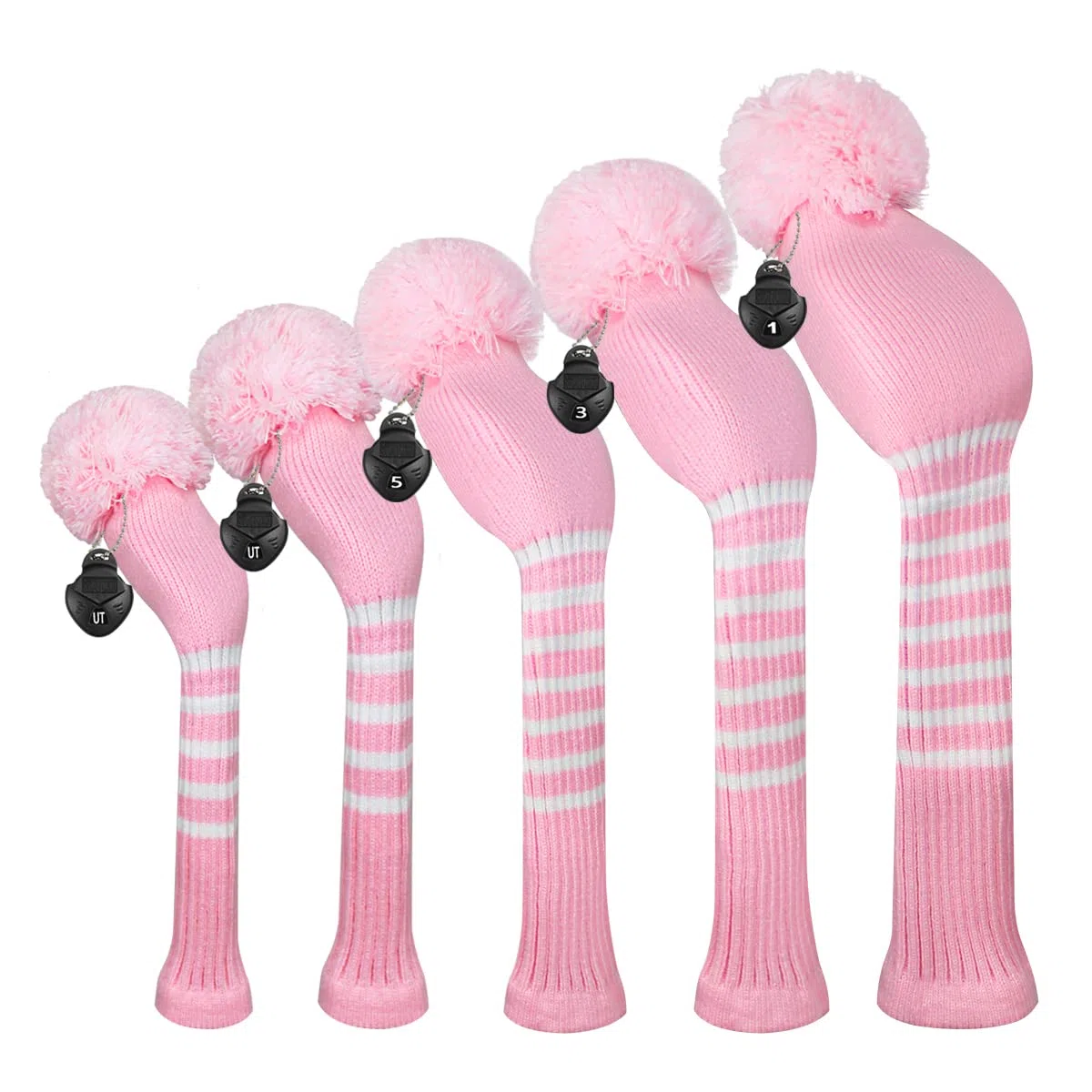 Scott Edward Lot de 5 Housses de tête de Golf en Tricot pour Bois,Golf Couvre-Bois à Pompon Adulte Unisexe
