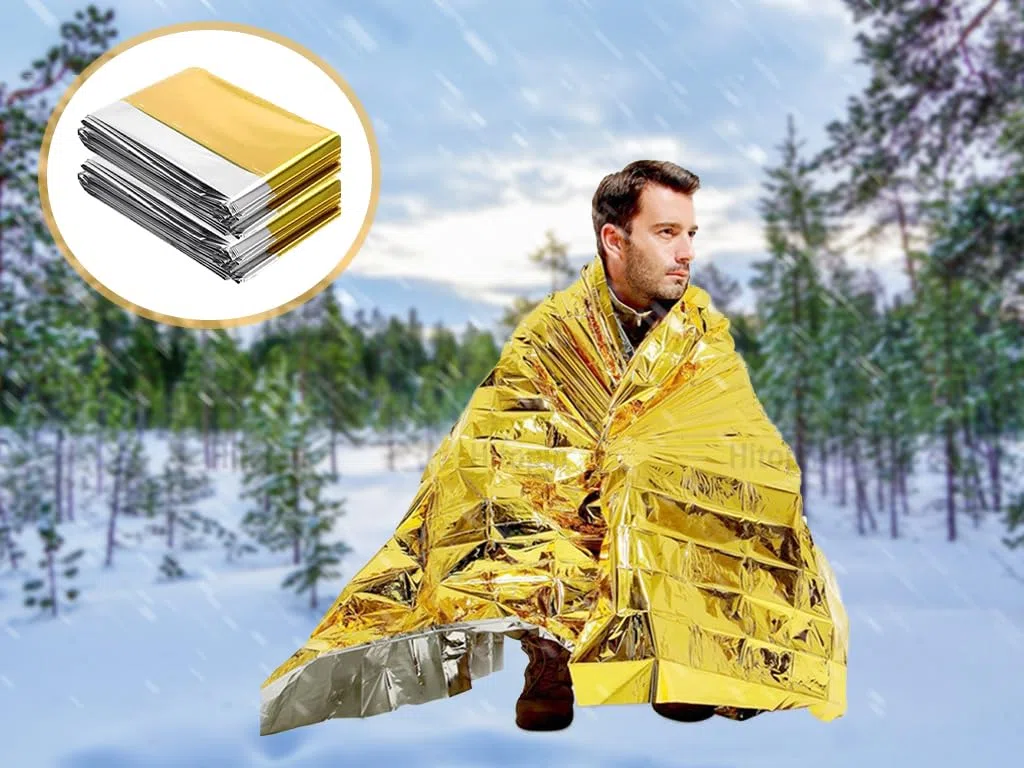 20 Pièces Couverture de Survie Thermique Or Argenté pour l'Extérieur, Camping, Randonnée et Premiers Soins