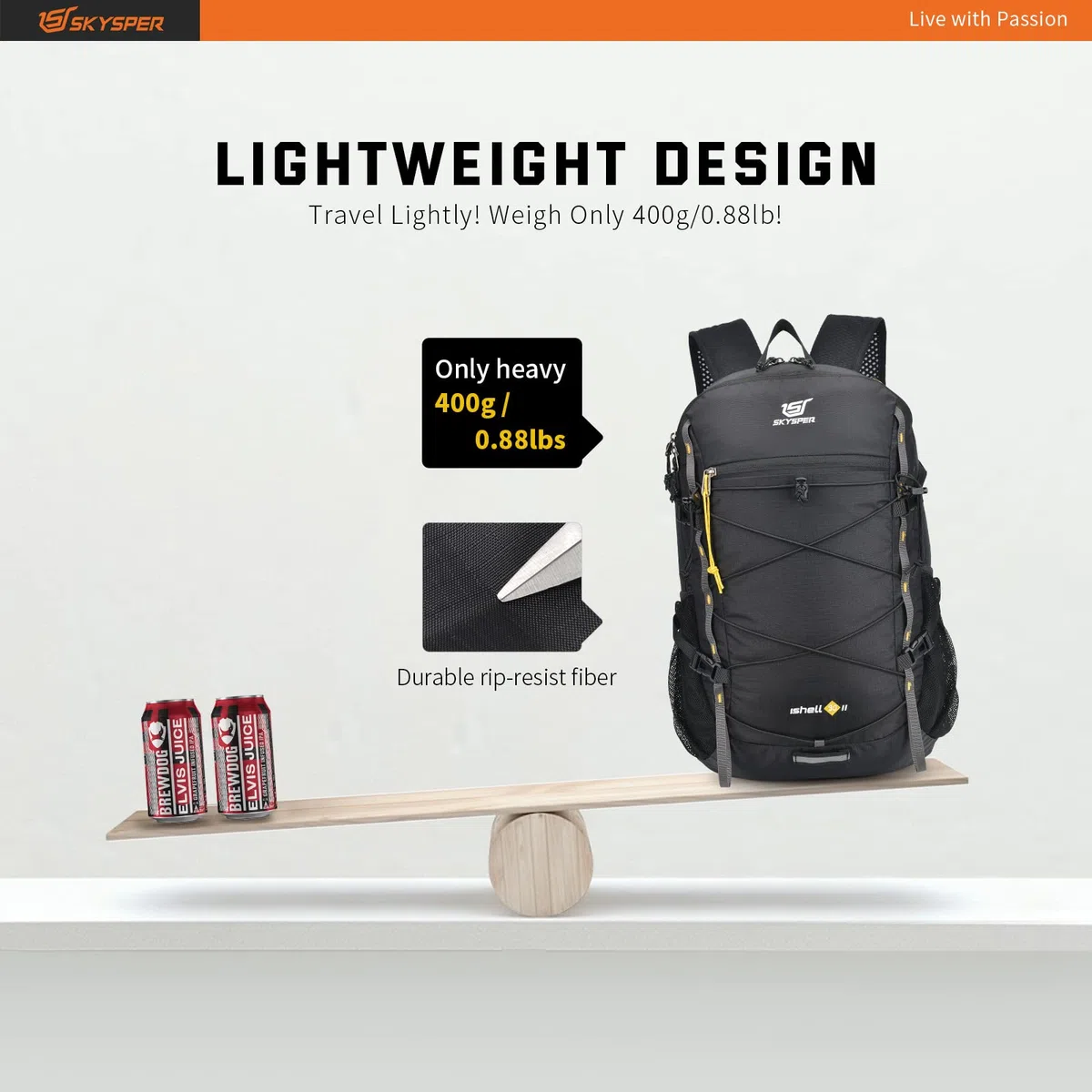 SKYSPER Sac à Dos 30L pour Femme et Homme Ultra Léger Sac à Dos de Randonnée Camping Résistant Sac à Dos Loisir Unisexe Sac à Dos Voyage Sports de Plein Air