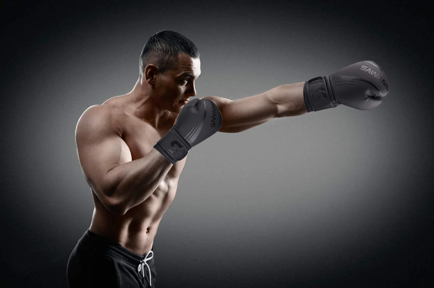 SAWANS® Gants de Boxe Professionnels MMA Sparring Kickboxing Sac de Frappe Entraînement Muay Thai Combat