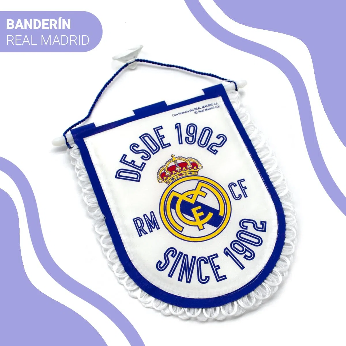Real Madrid Fanion Officiel Since 1902 Petite Voiture 14 x 11,5 cm
