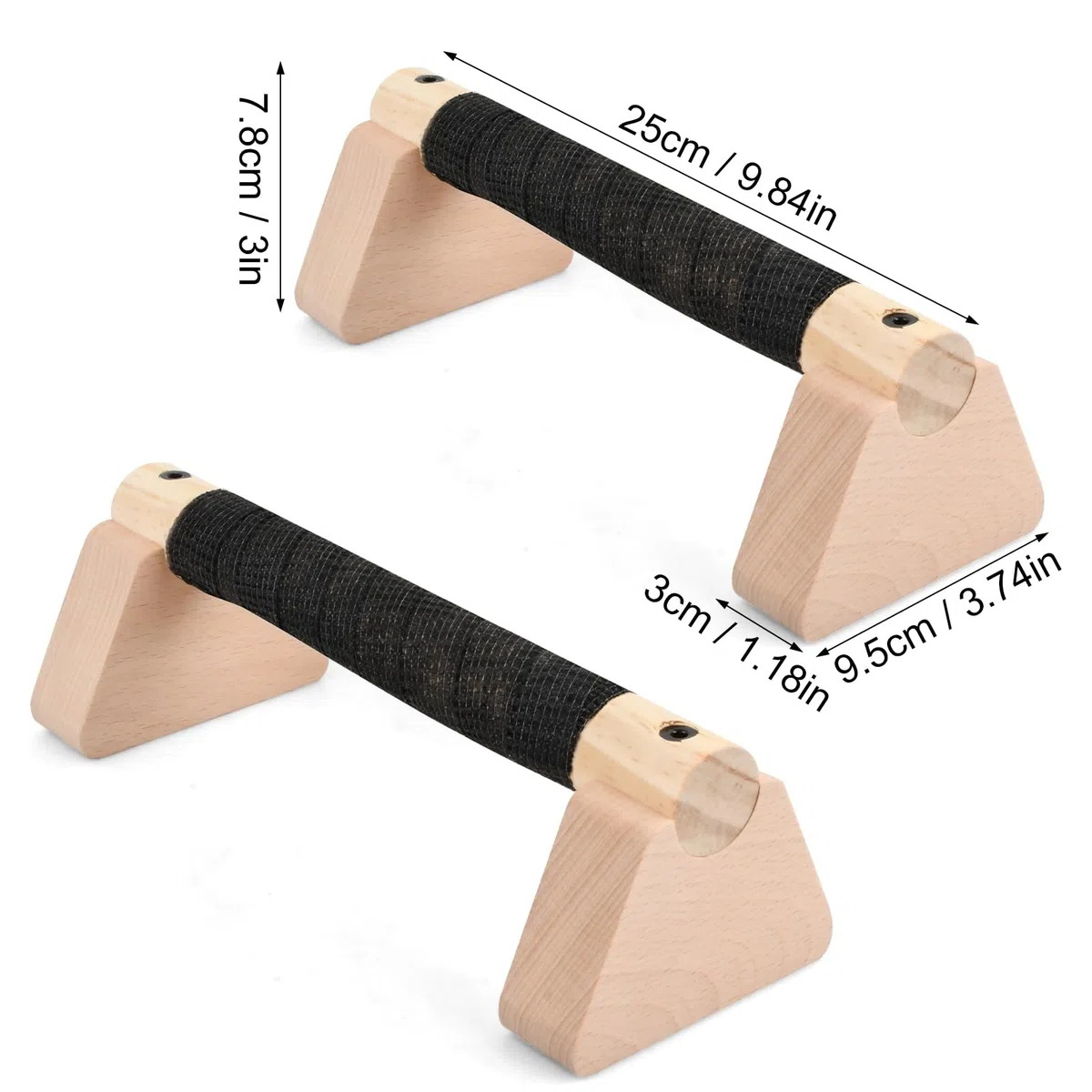 2 Pcs Barre Parallele 25cm, Barre Dips avec Base Antidérapante, Poignée Épaisse, Capacité Charge 300kg, Parallettes Calisthenics, Haltere Musculation, Poutre Gymnastique pour Push Up Yoga