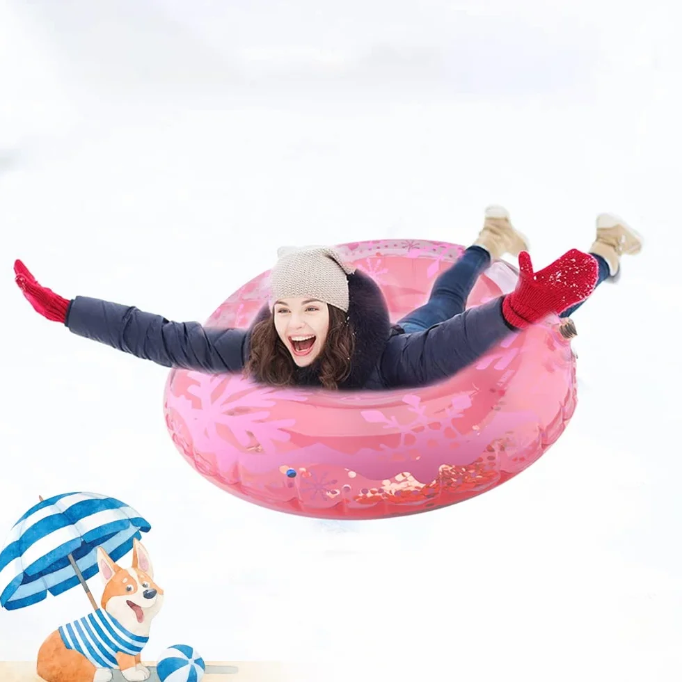 Tube à Neige,Luges Gonflables,Snow Tube Sledge avec Poignées Durables,Luge à Neige Flocons de Neige Luge Bouée Résistant au Gelpour Enfants Adultes s'amuser en Plein air en Hiver,35,4 Pouces