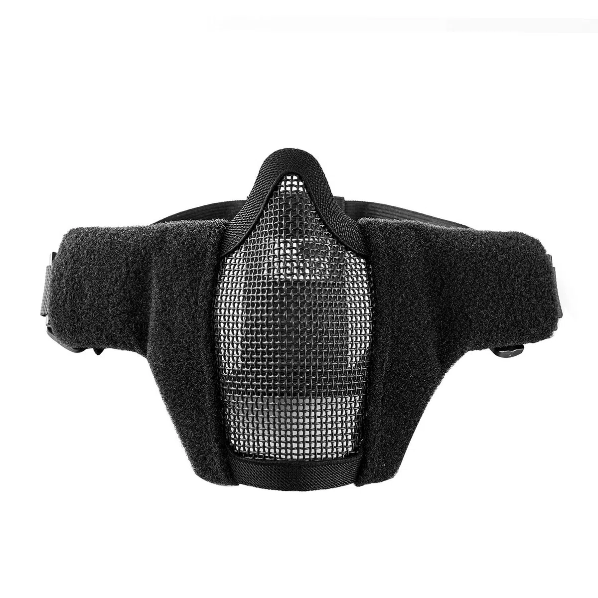 OneTigris Masque de Protection Visage Moitié en Maille d'acier + Moral Patch avec Les Sangles Réglables pour Airsoft Paintball CS