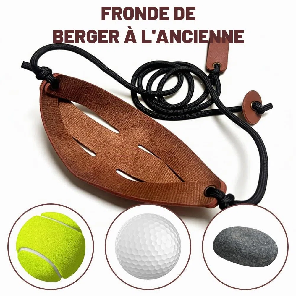 Lance-pierre Slingshot fabriqué à la main – Lance-pierre précis en cuir synthétique et paracorde pour golf, tennis et sports canins, réglable jusqu'à 150 cm
