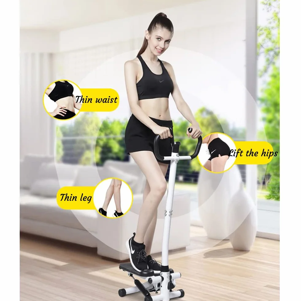 Stepper avec Guidon Stepper Fitness Appartement écran LCD Résistance Réglable Exercise Hanches Jambes lombes pour Maison Acier Steppers pour l'exercice à la Maison