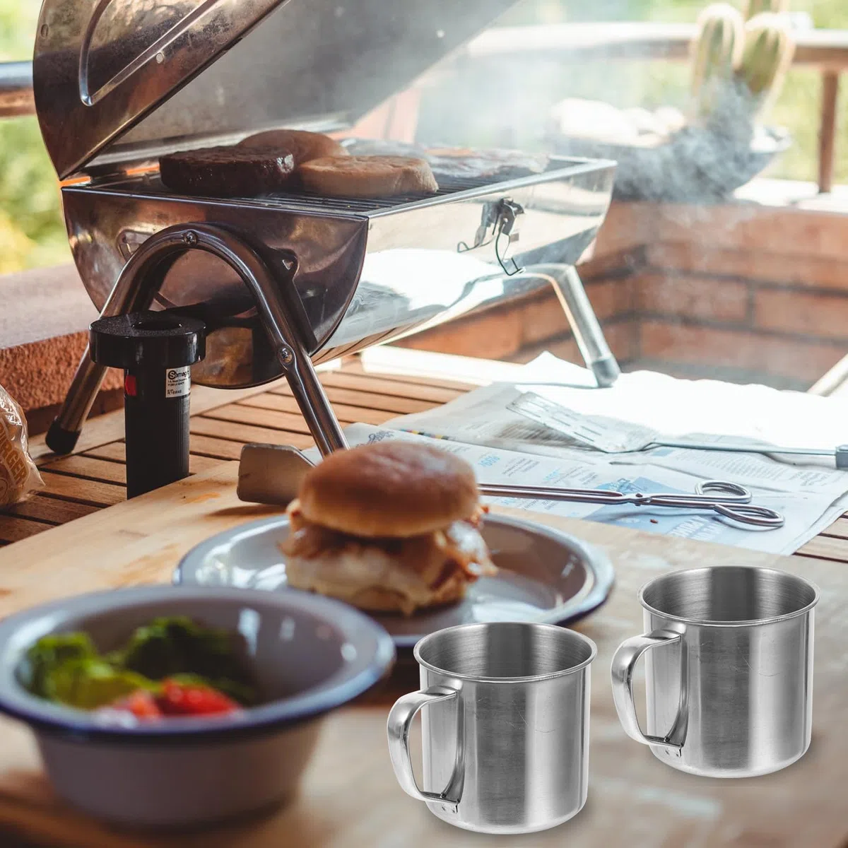 Set de Cuisine Camping INOX Portable Batterie de Cuisine Résistante Corrosion pour Pique- et Randonnée