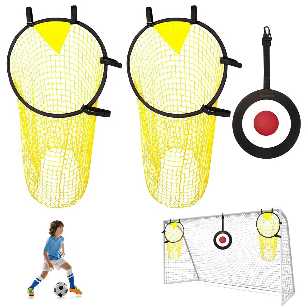2 Pièces Filet de Cible de Football, 45 * 60cm Cible de Football Top Bins avec Sangles Réglables, Buts d'Entraînement pour Précision pour Adultes et Enfants pour Jardin, But de Football