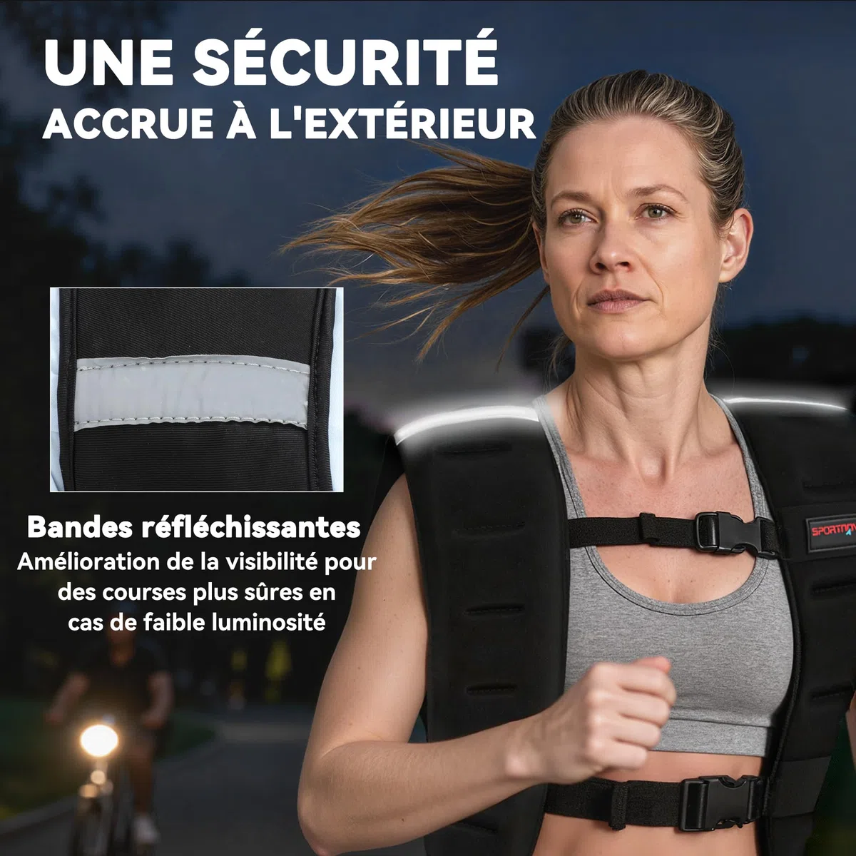SPORTNOW Gilet lesté 5 kg/8 kg, veste lestée respirant avec sangles réglables et bandes réfléchissantes, gilet de poids pour musculation, course à pied, entraînement fitness, en sable de fer, noir