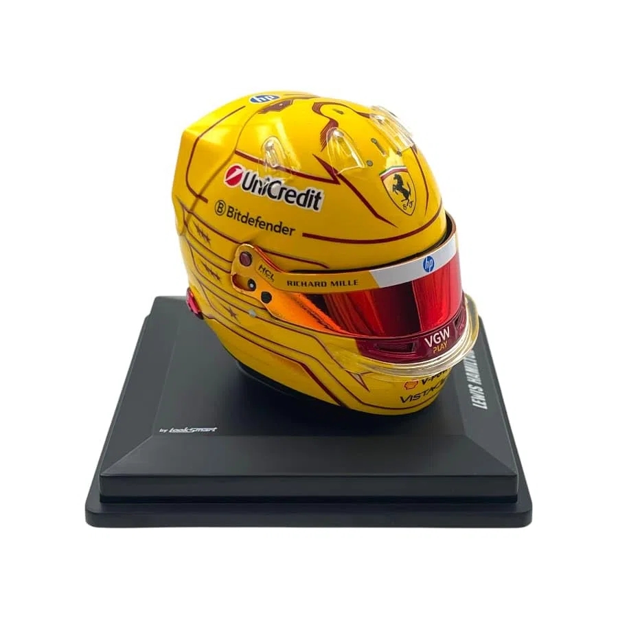 Spark Model Scuderia F1 Team, Official LookSmart, Mini casque Lewis Hamilton édition spéciale Fiorano Test à l'échelle 1/5, jaune