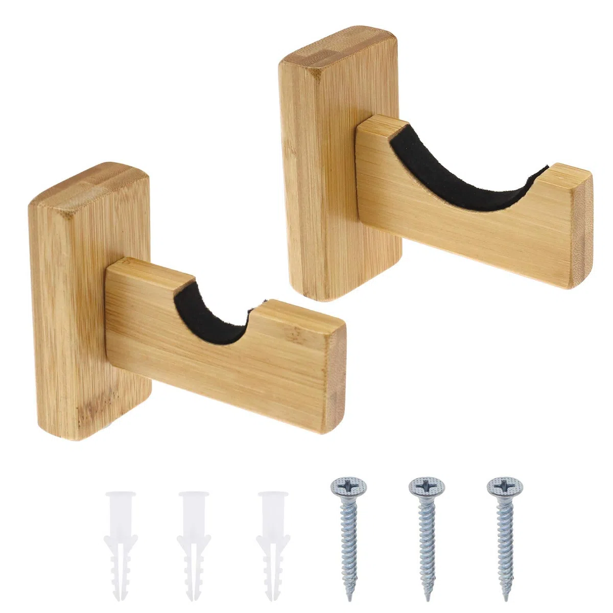 Lot de 2 supports muraux pour batte de baseball avec vis dissimulées - Support mural horizontal - Marron