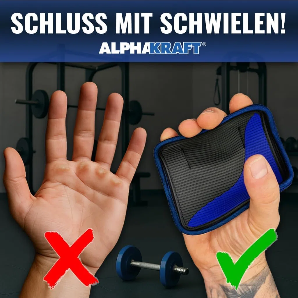 1 paire de coussinets de préhension pour sport de force – Premium Grip Pads en néoprène antidérapants pour la musculation, protection des mains de gym, alternative aux gants