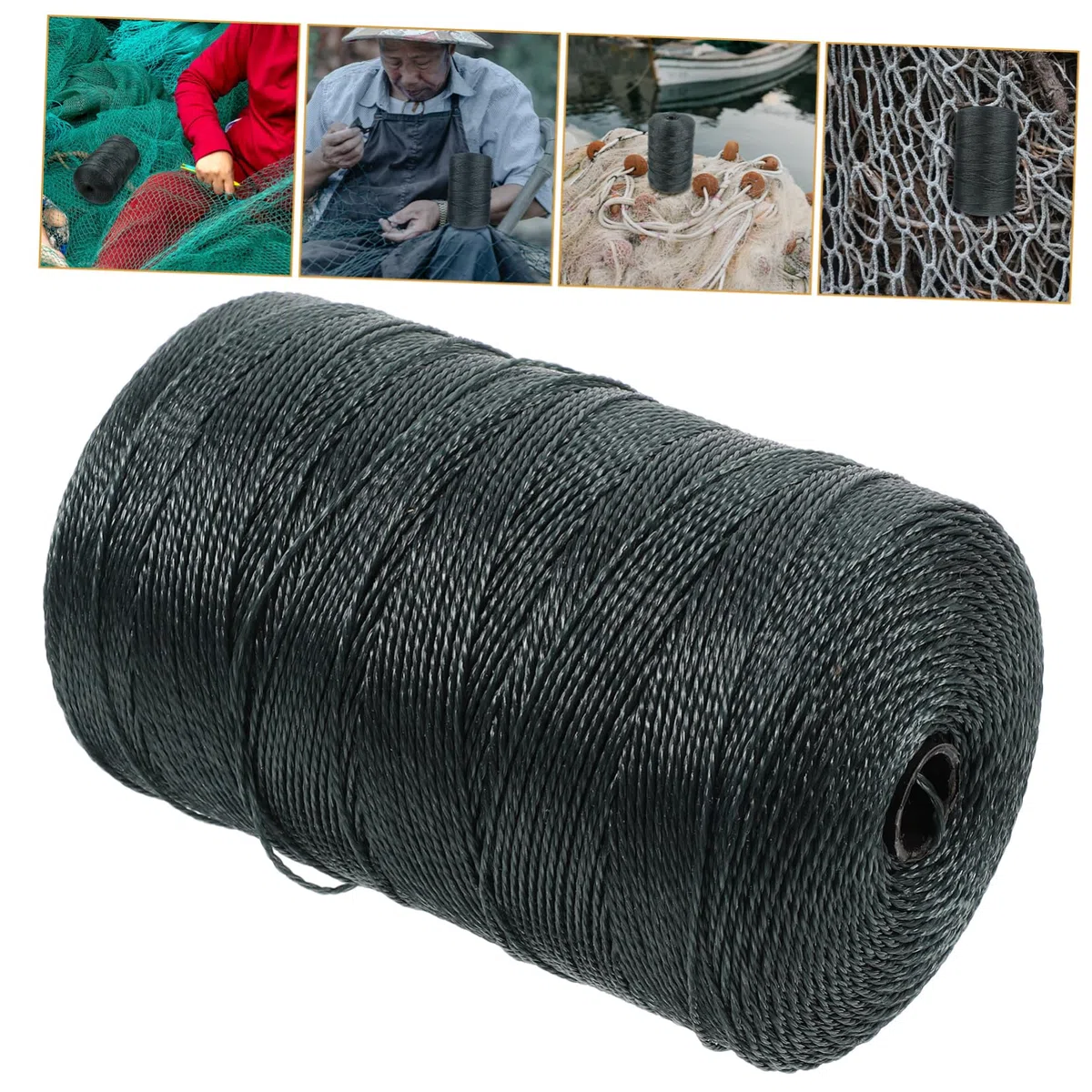 BESTonZON 1 Rouleau Super Fort Traction Générique Tressé Ligne De Pêche, Ligne De Réparation De Filet De Pêche Fil De Ficelle Cord Kite Tissé Câble Réseau Cast Super Force Ficelle Agricole Noire